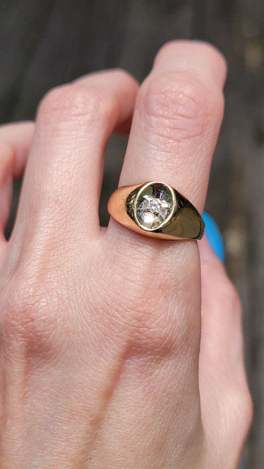 14k Inverted Dome Signet Ring