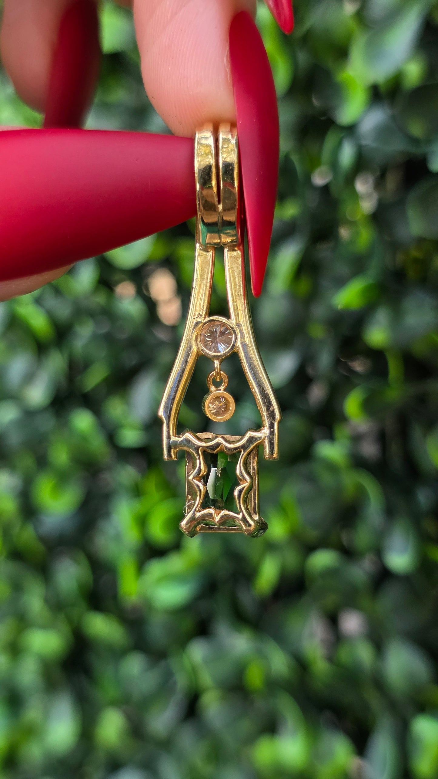 14k Bi-Color Tourmaline and Diamond Pendant