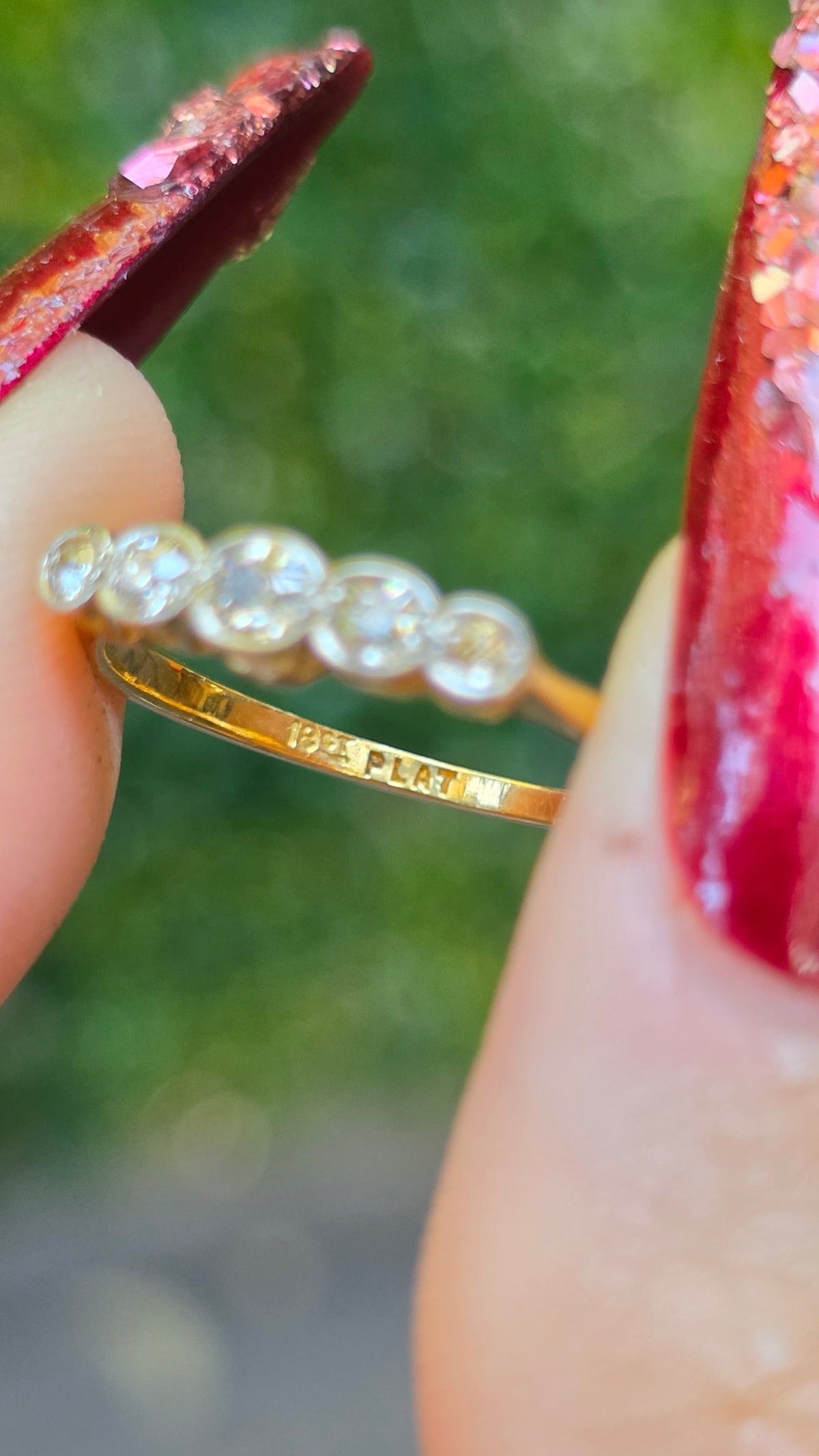 18k Antique 5 Stone Ring