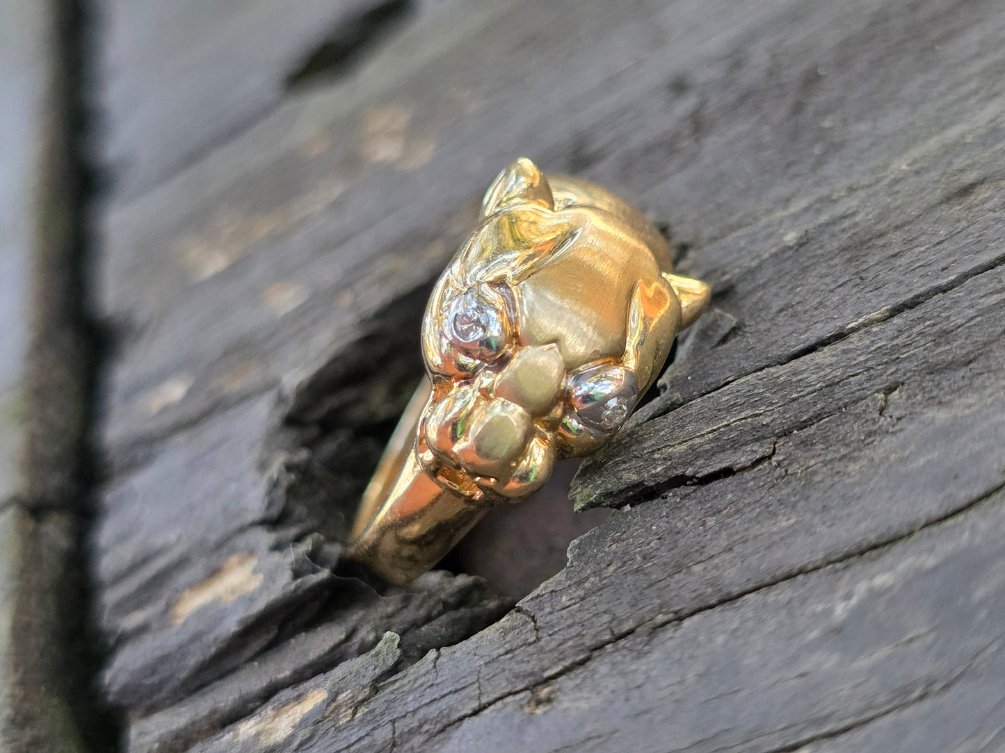 14k Two Tone Panther Ring
