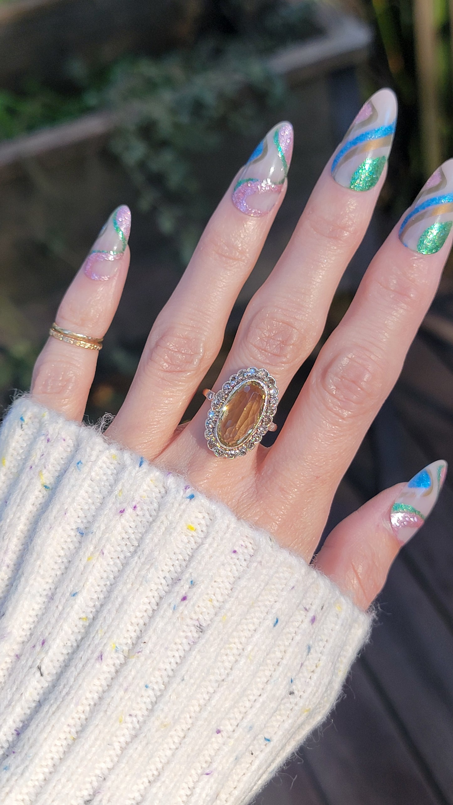 Antique 18k and Silver Citrine Ring