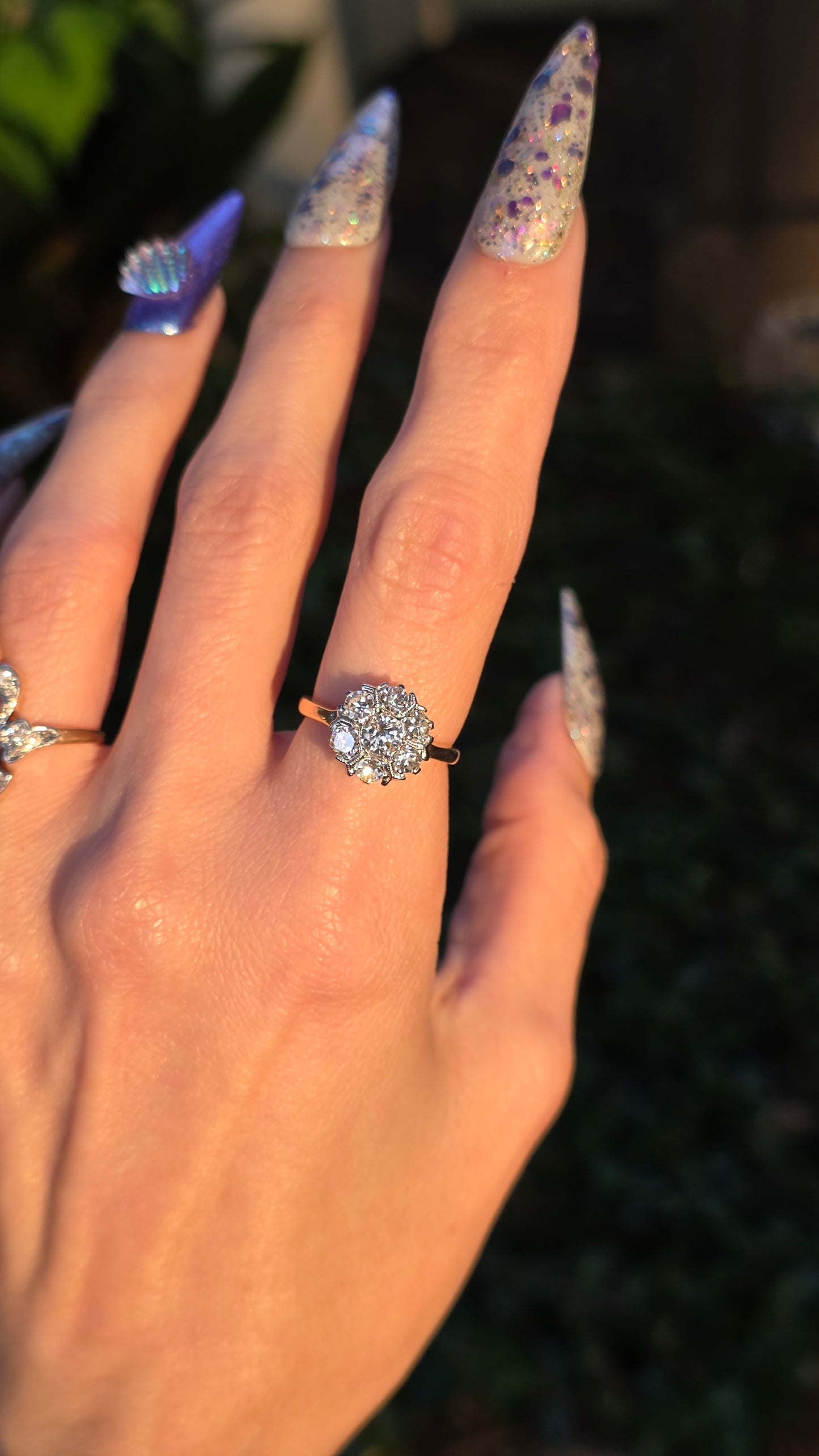 14k Diamond Flower Ring
