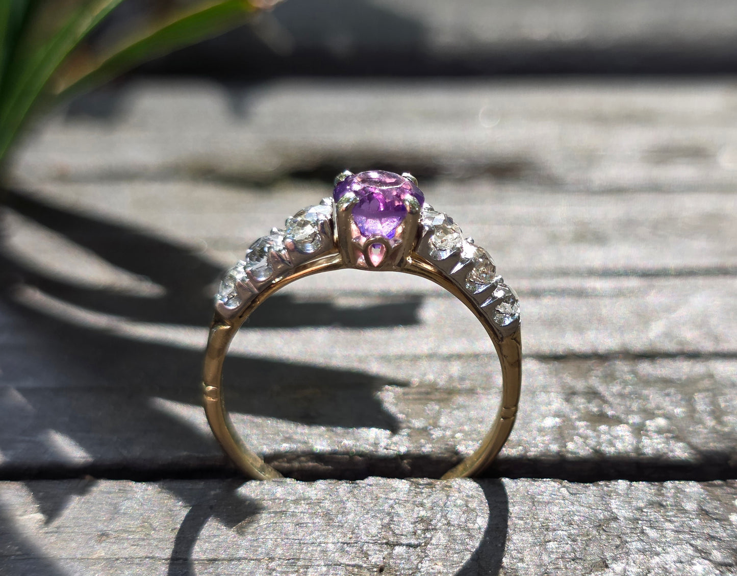 14k Amethyst and Diamond Ring