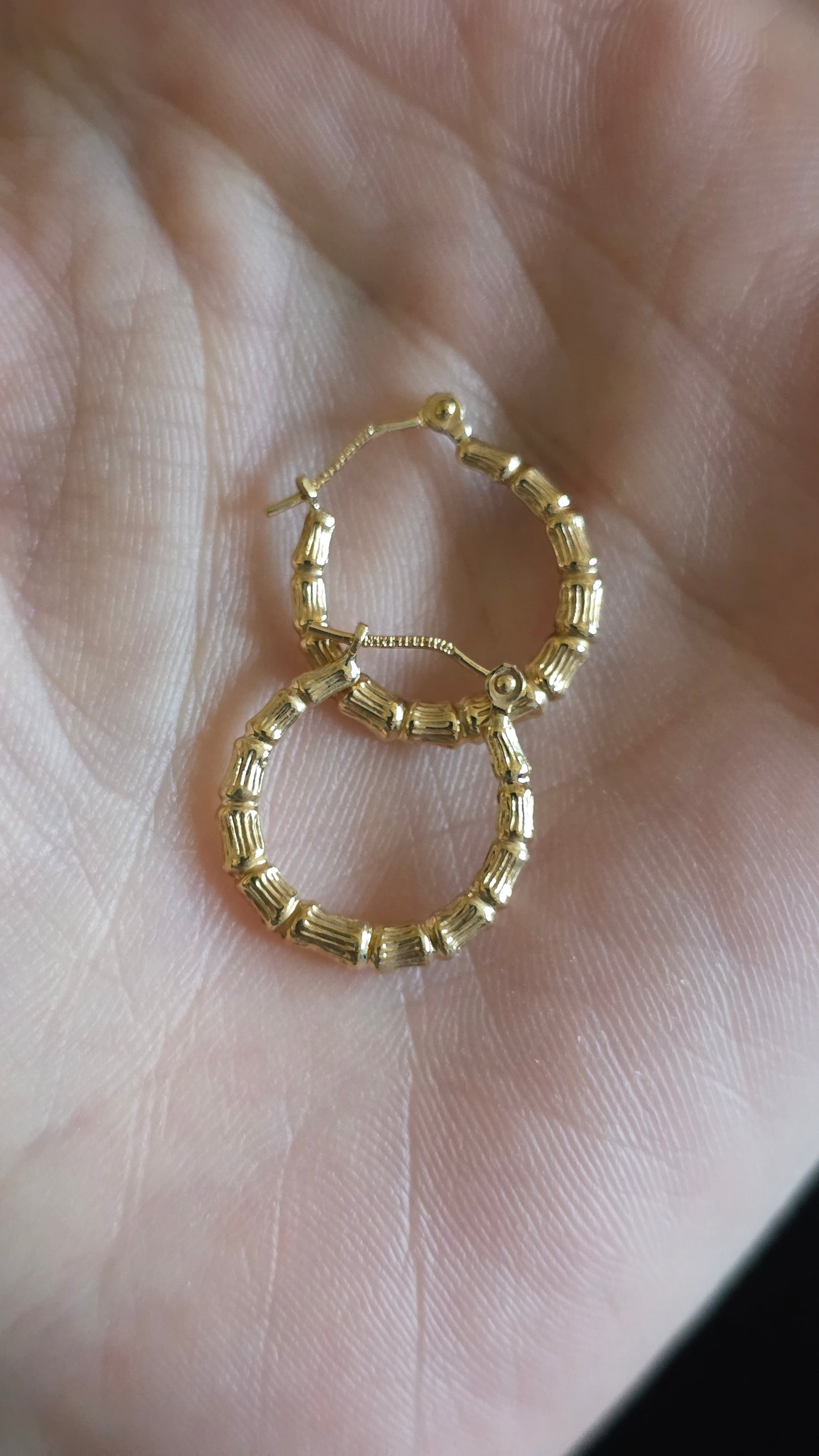 14k Bamboo Hoop Earrings