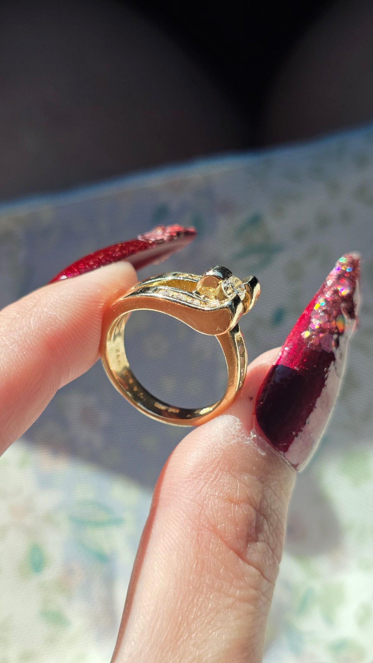 14k Bypass Diamond Hinge Ring