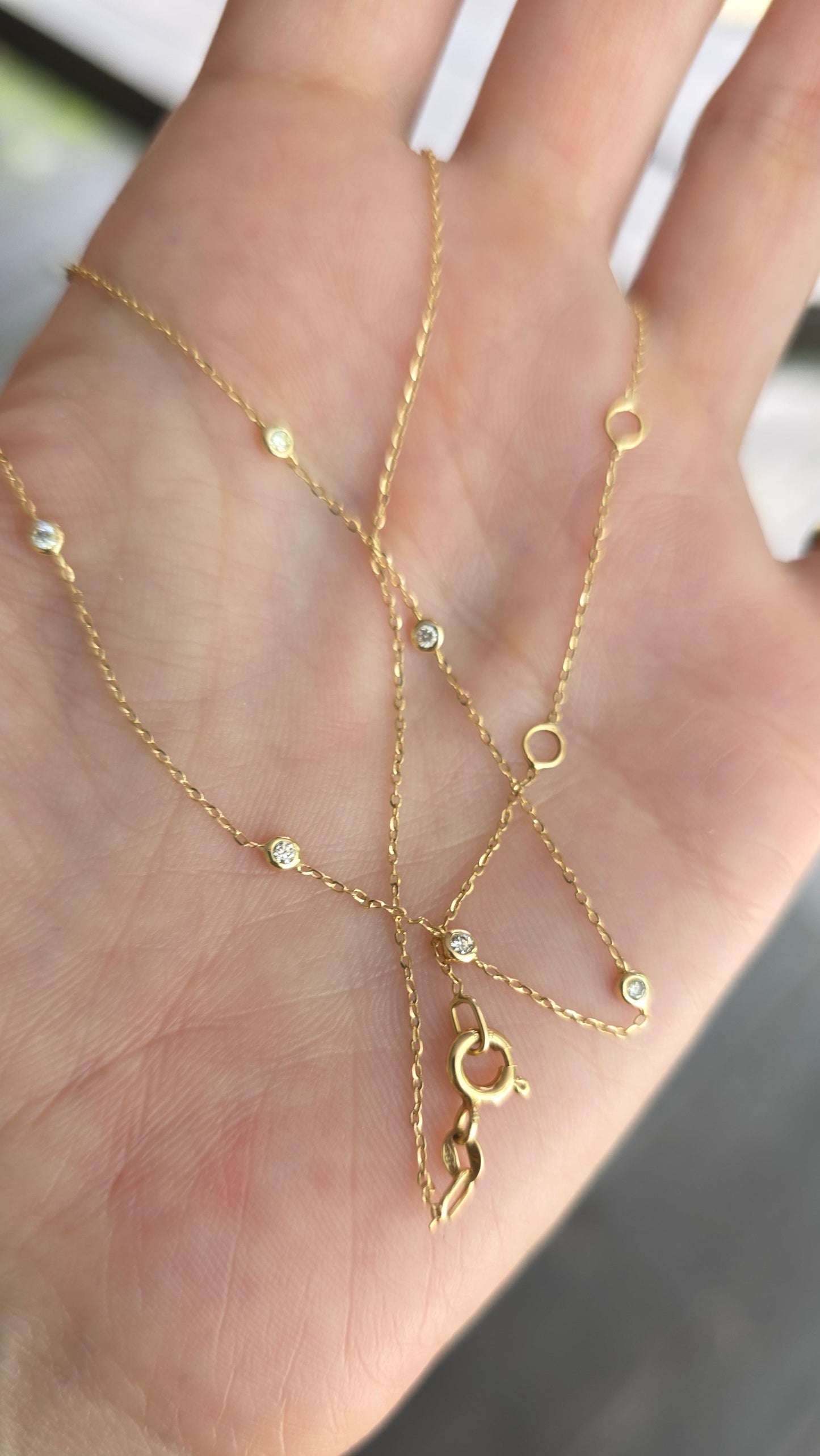 14k Diamond Station Necklace