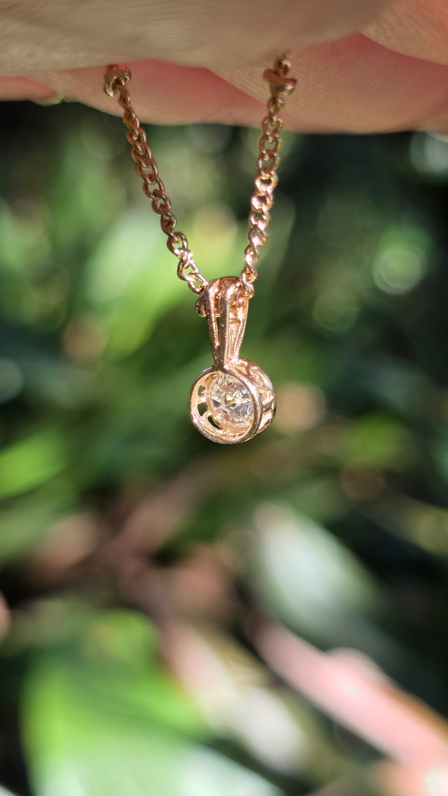 14k Bezel Set Diamond Pendant