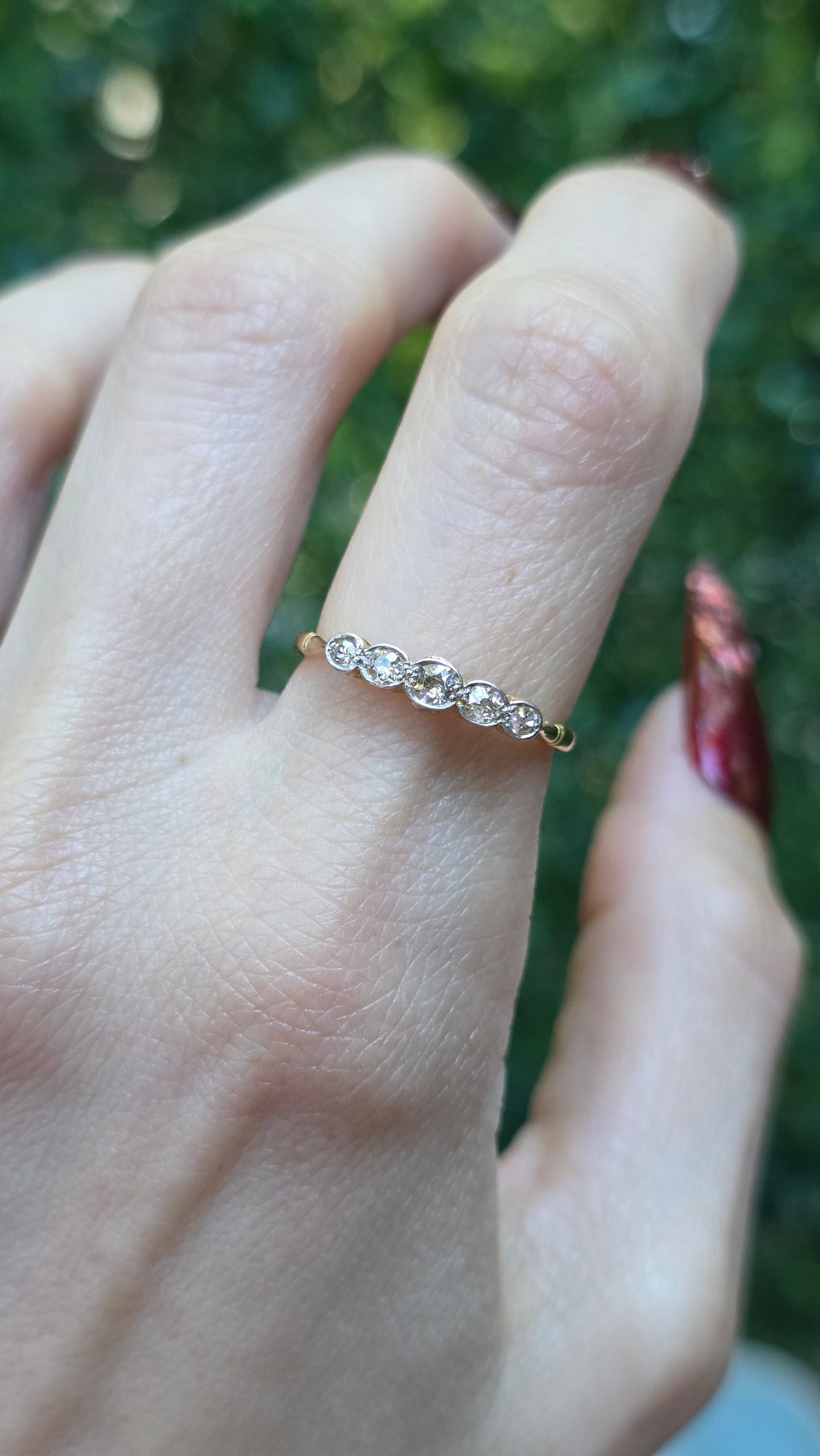 18k Antique 5 Stone Ring