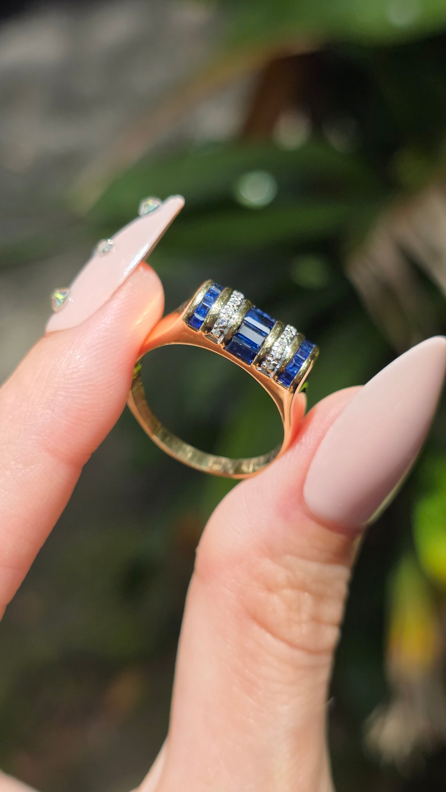 14k Sapphire Barrel Ring