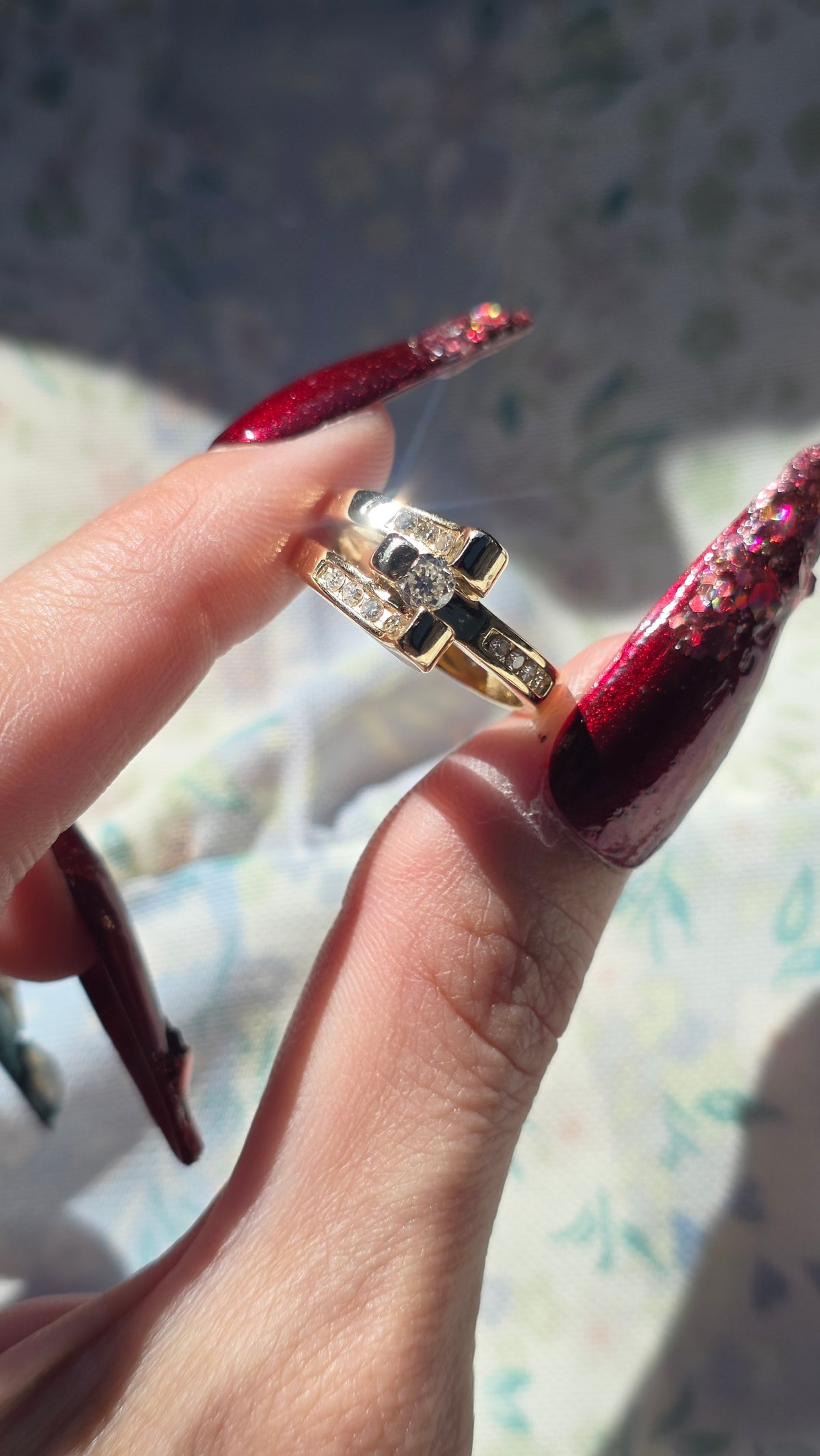 14k Bypass Diamond Hinge Ring