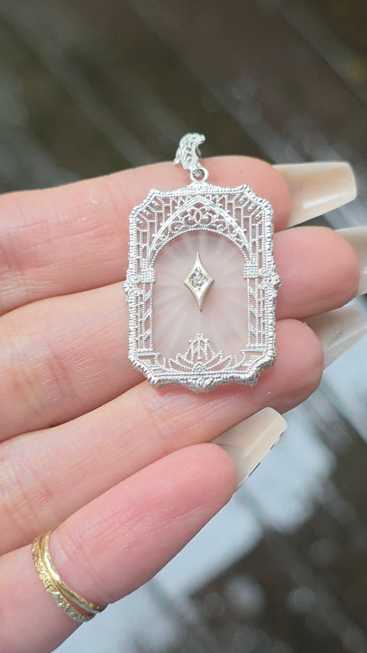 10k camphor glass pendant
