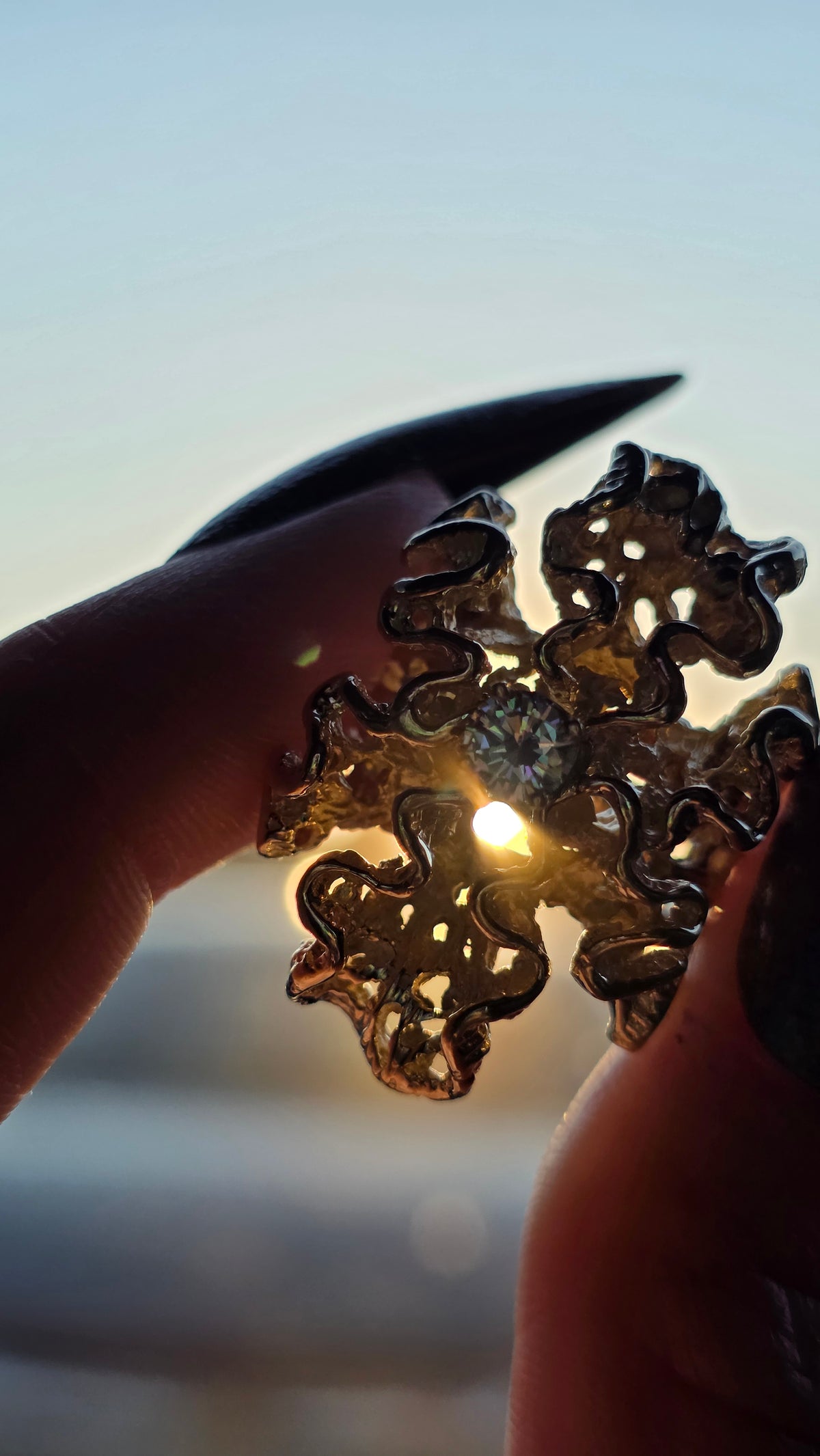 14k Brutalist Gold and Diamond Ring