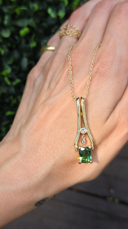 14k Bi-Color Tourmaline and Diamond Pendant