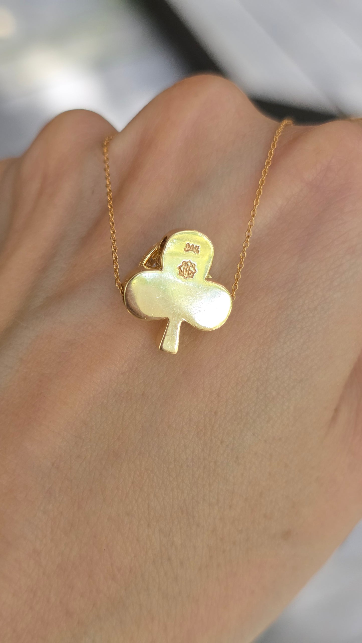 14k Club and Moon Pendant