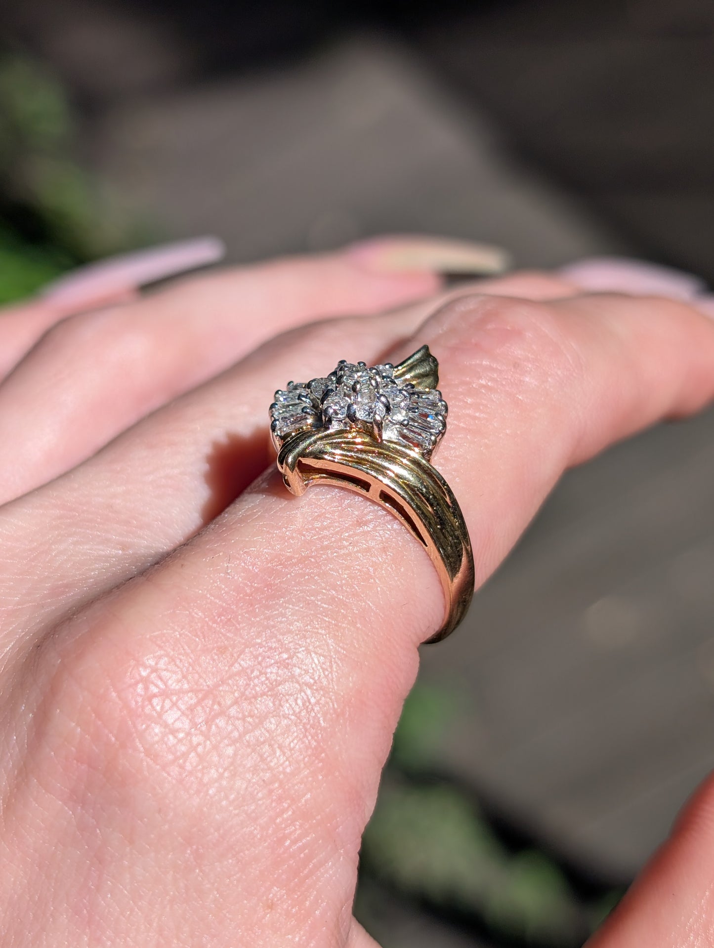 14k Diamond Floral Spray Ring