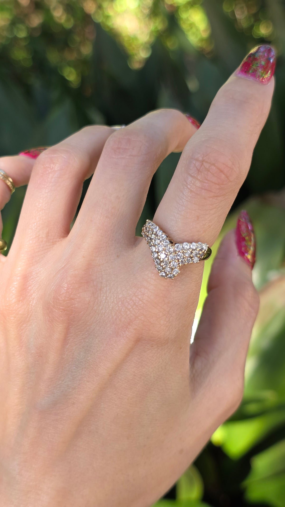 14k Diamond Chevron Ring