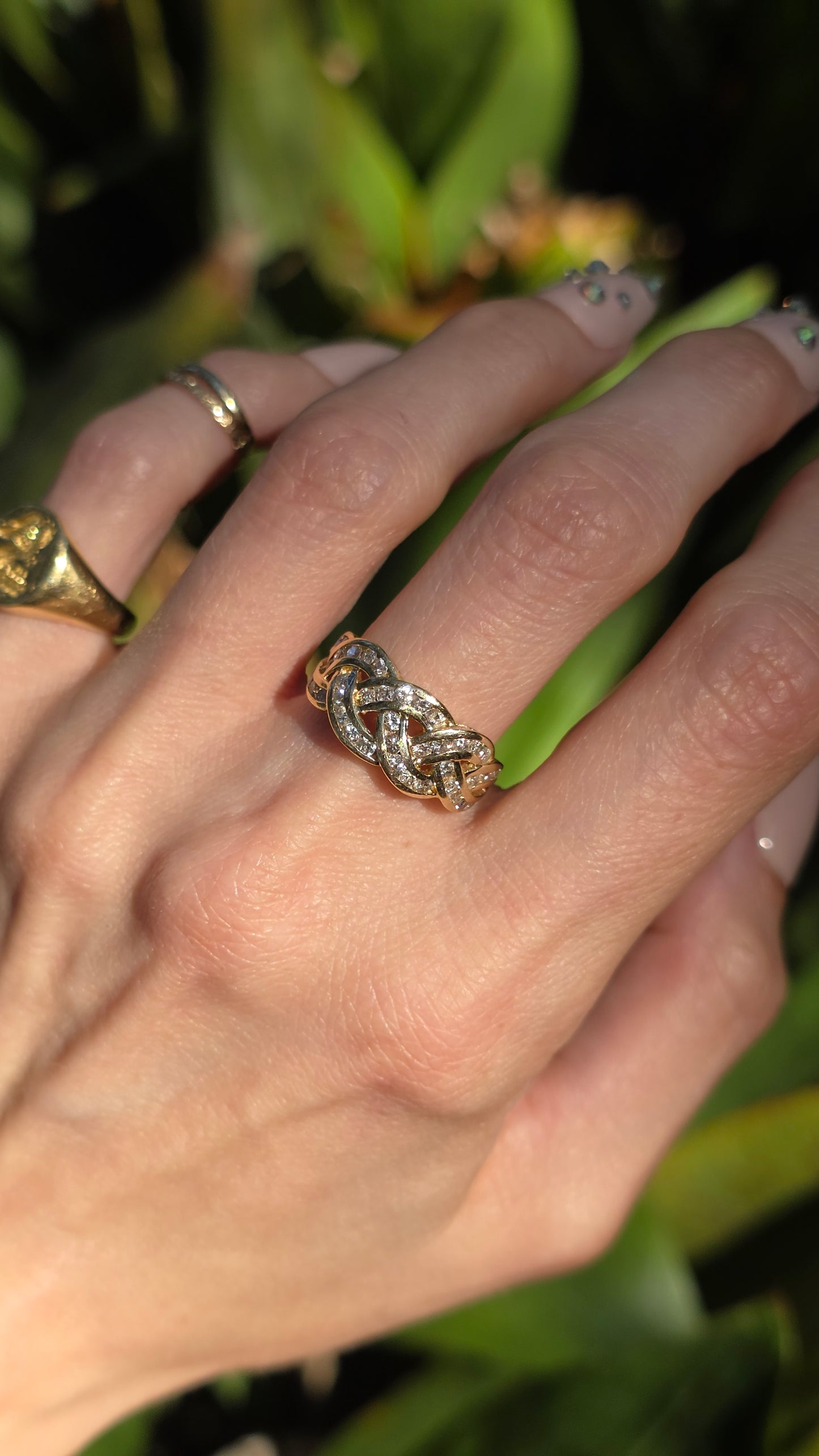 14k Braided Diamond Ring