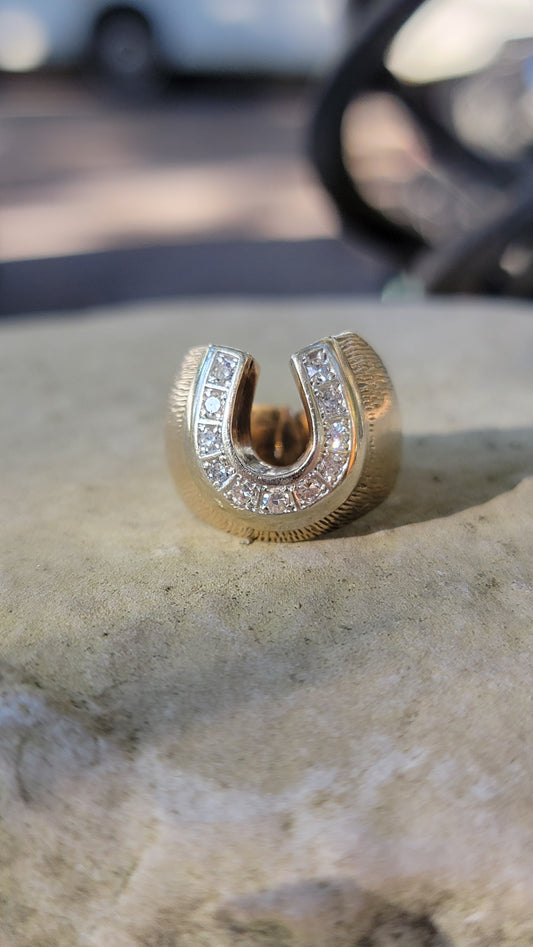 14kt Yellow Gold Horseshoe Dome Ring