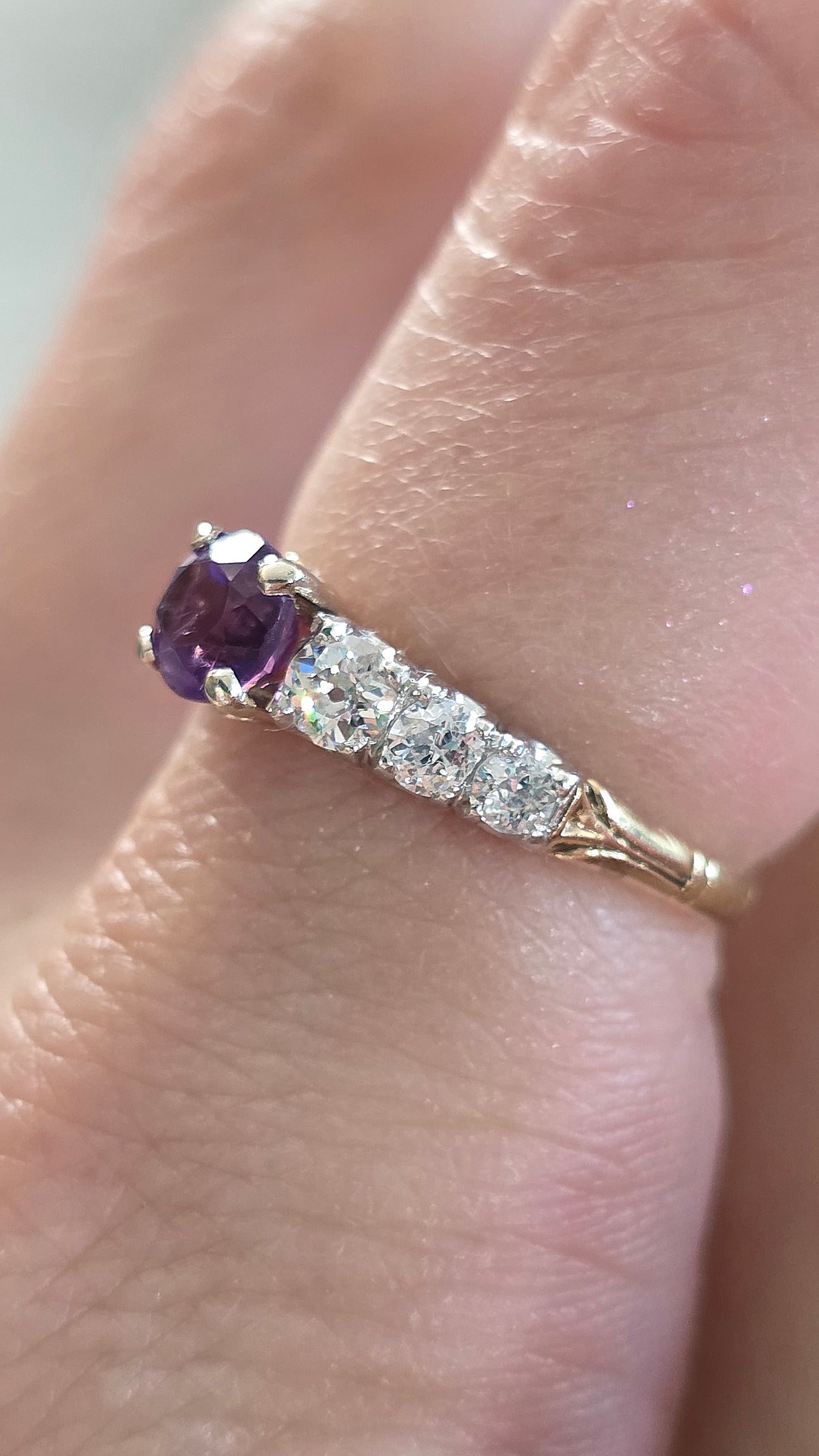 14k Amethyst and Diamond Ring