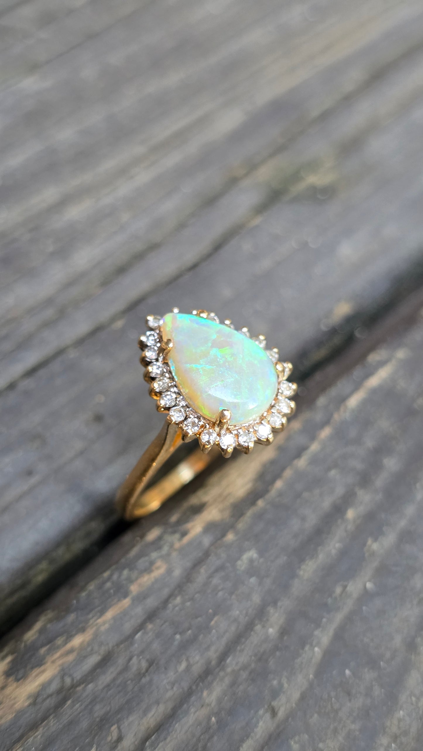 14k Teardrop Opal Ring