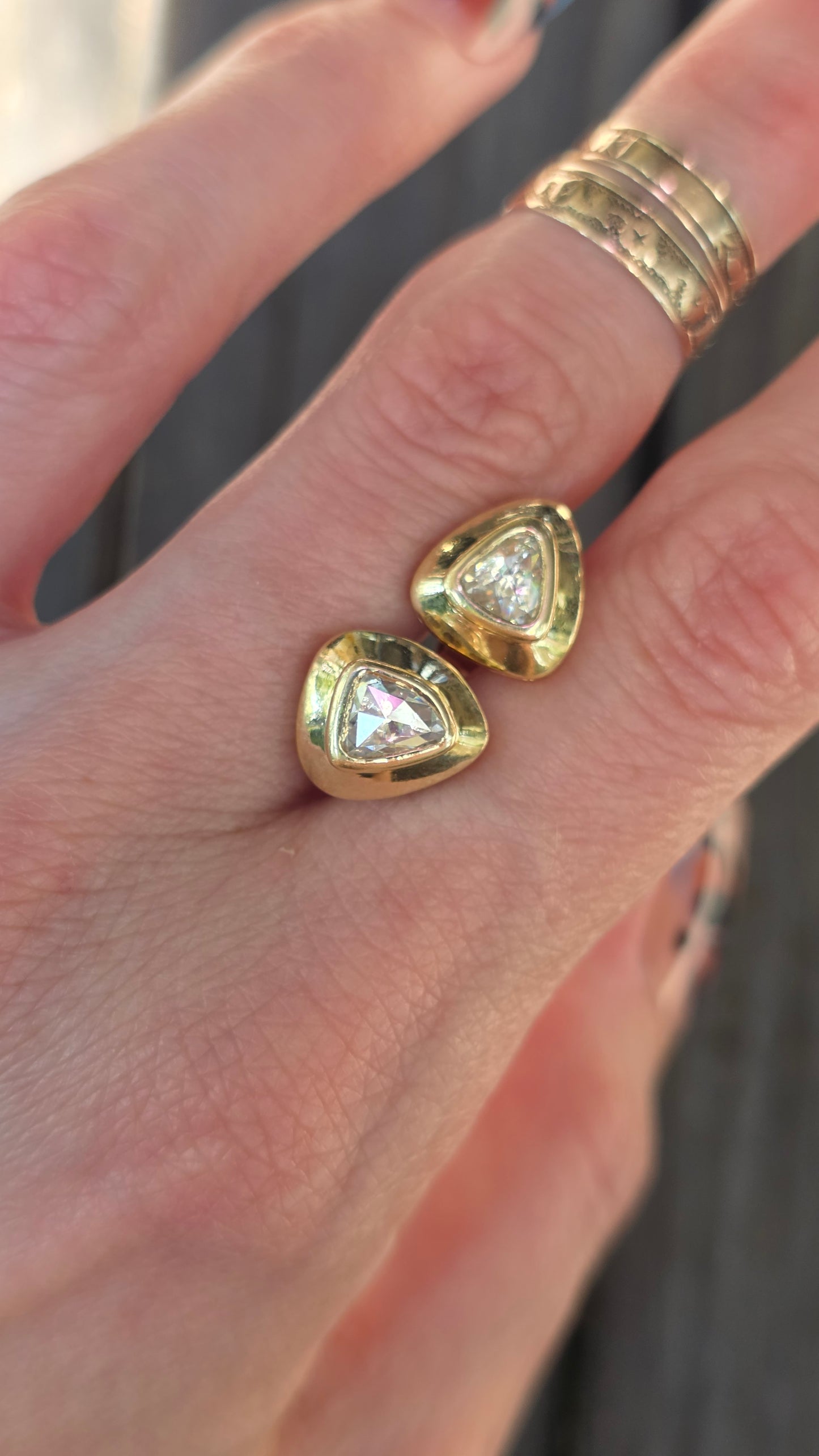 18k Rose Cut Stud Earrings