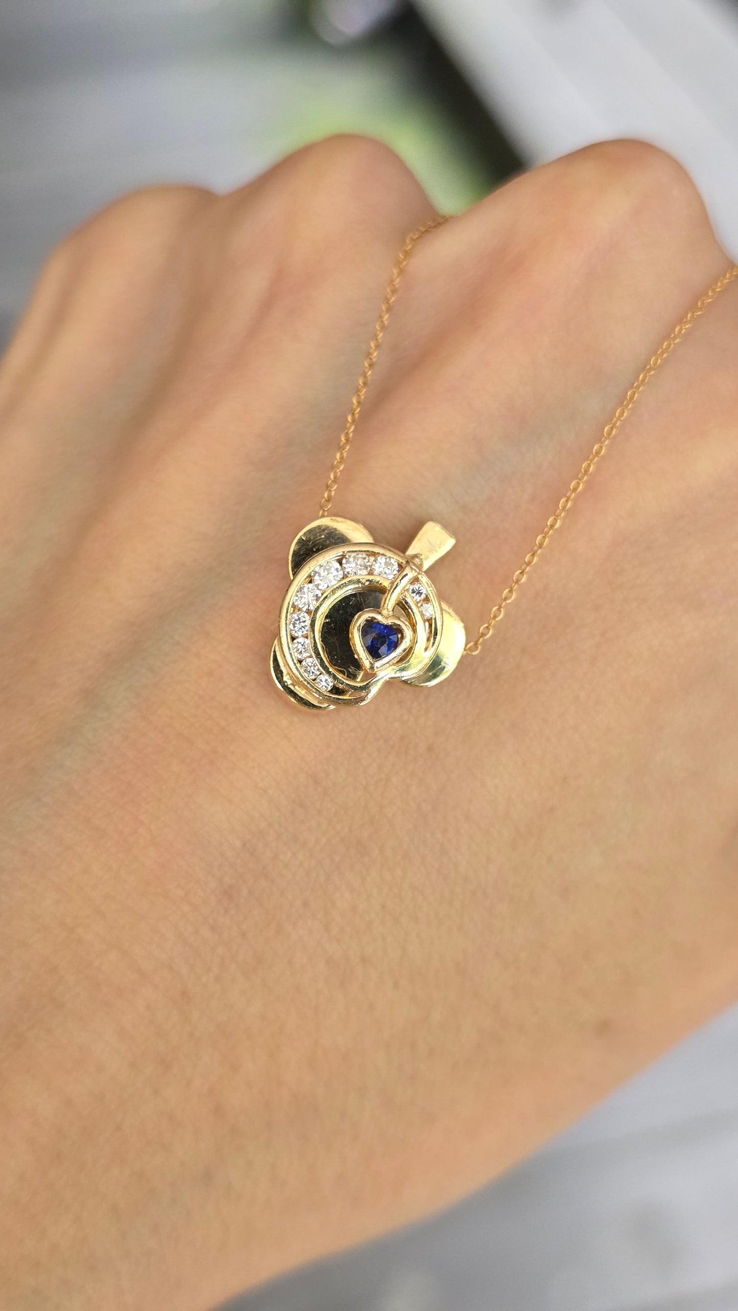14k Club and Moon Pendant