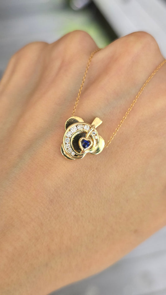 14k Club and Moon Pendant