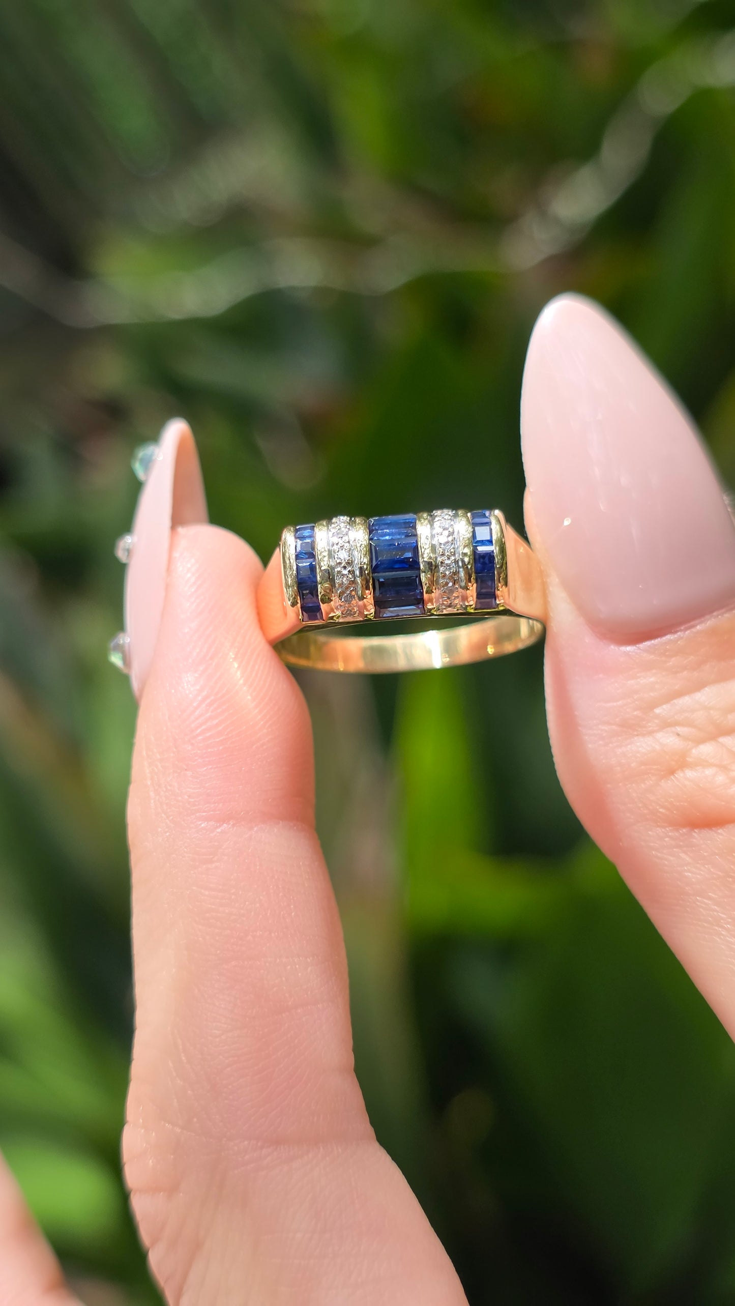 14k Sapphire Barrel Ring