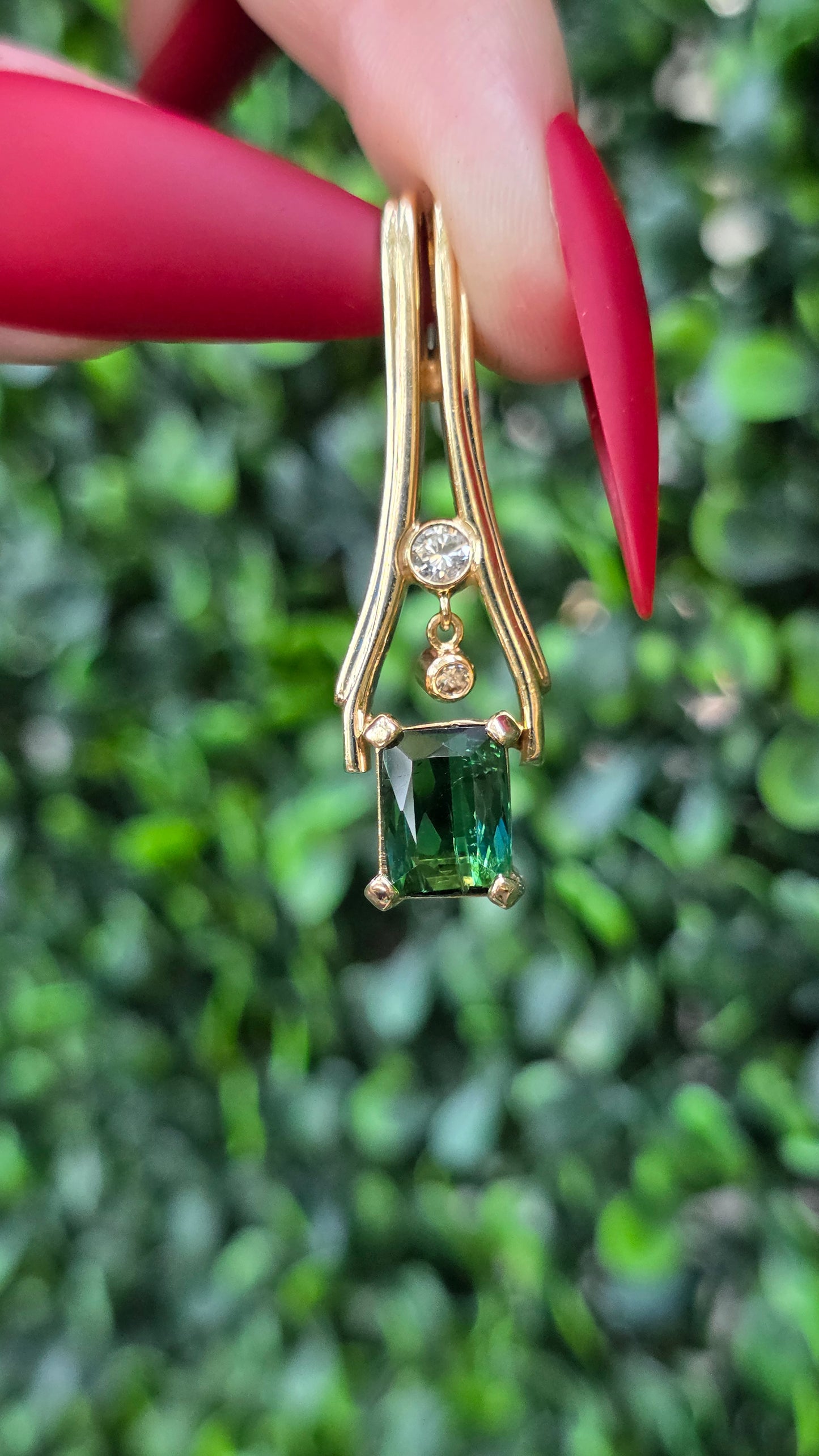 14k Bi-Color Tourmaline and Diamond Pendant