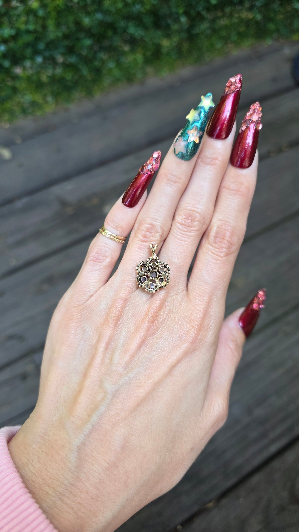 14k Opal Flower Pendant