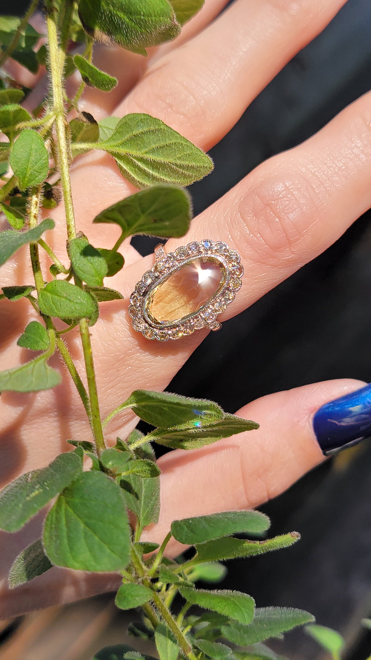 Antique 18k and Silver Citrine Ring