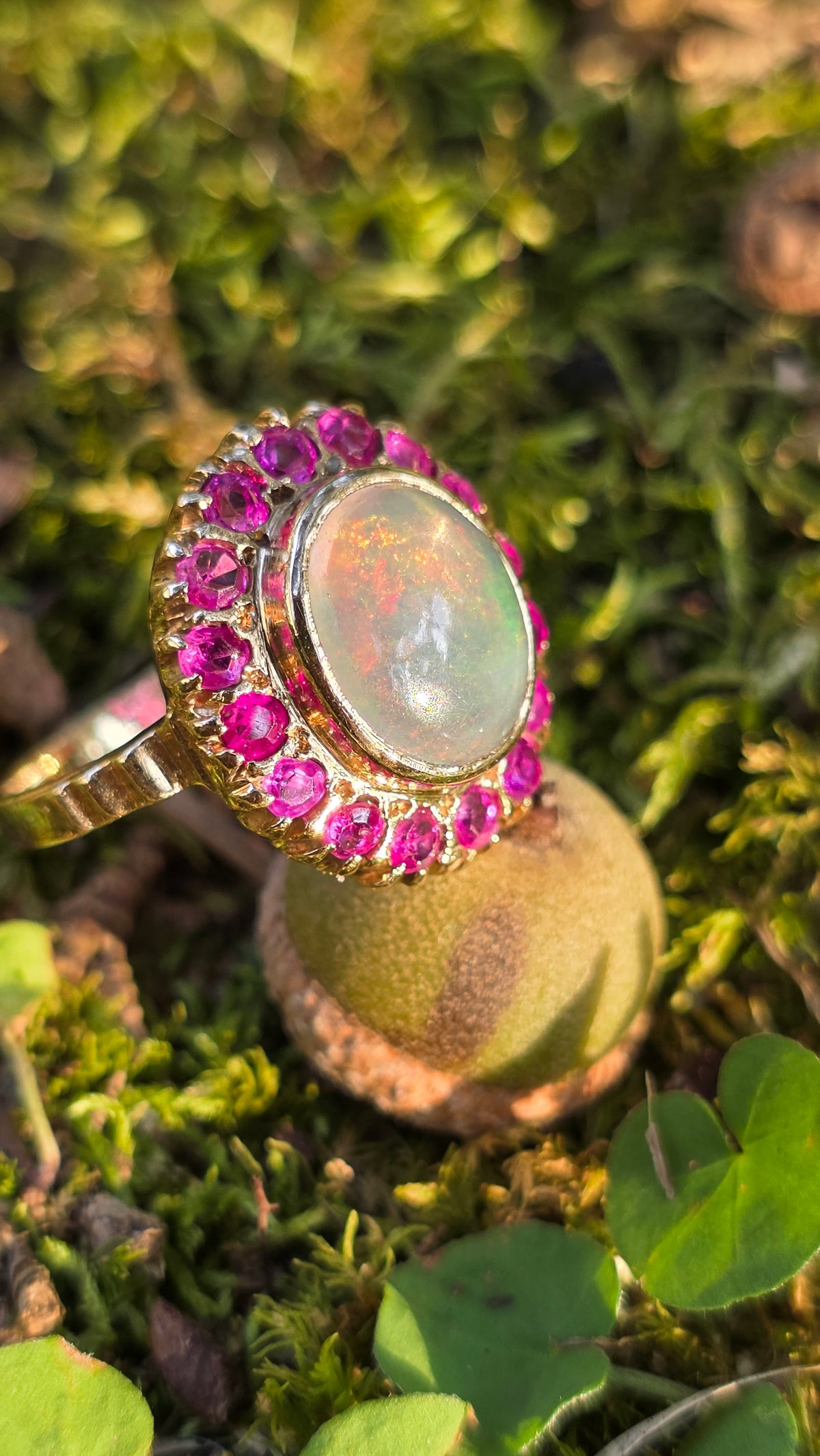 14k Opal and Ruby Ring