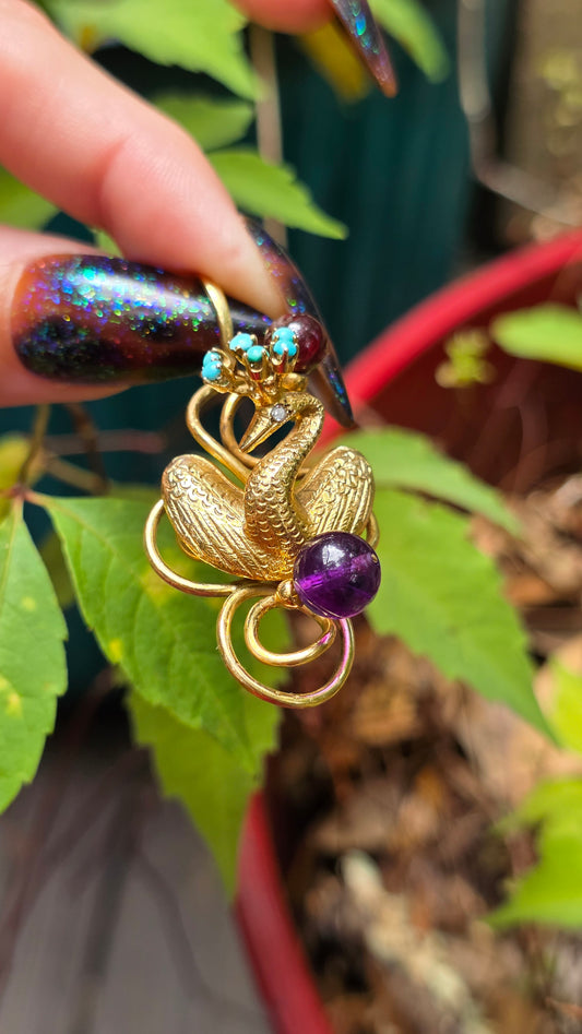 18k Peacock Pendant