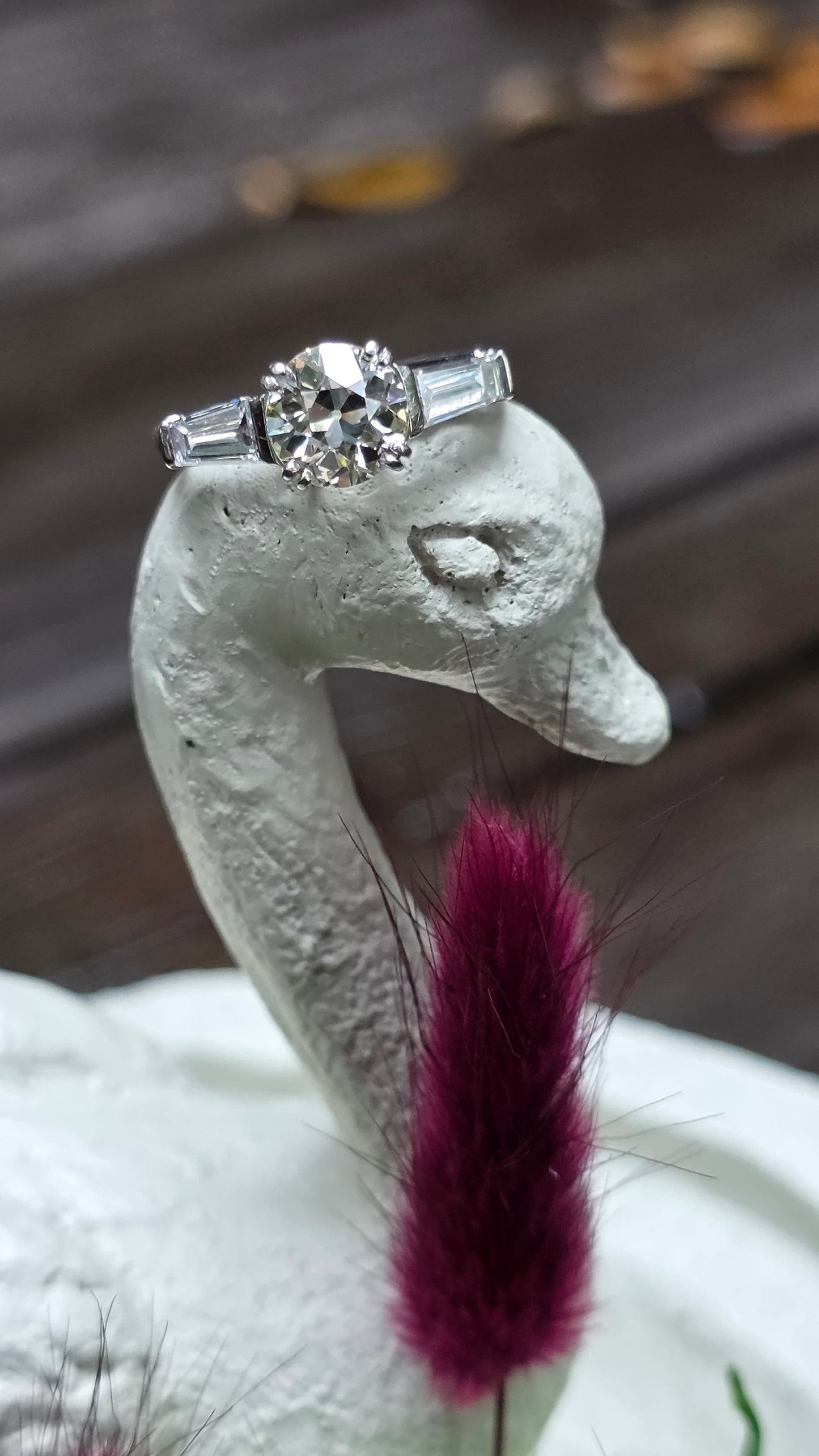 Mid-Century Platinum OMC Diamond Ring