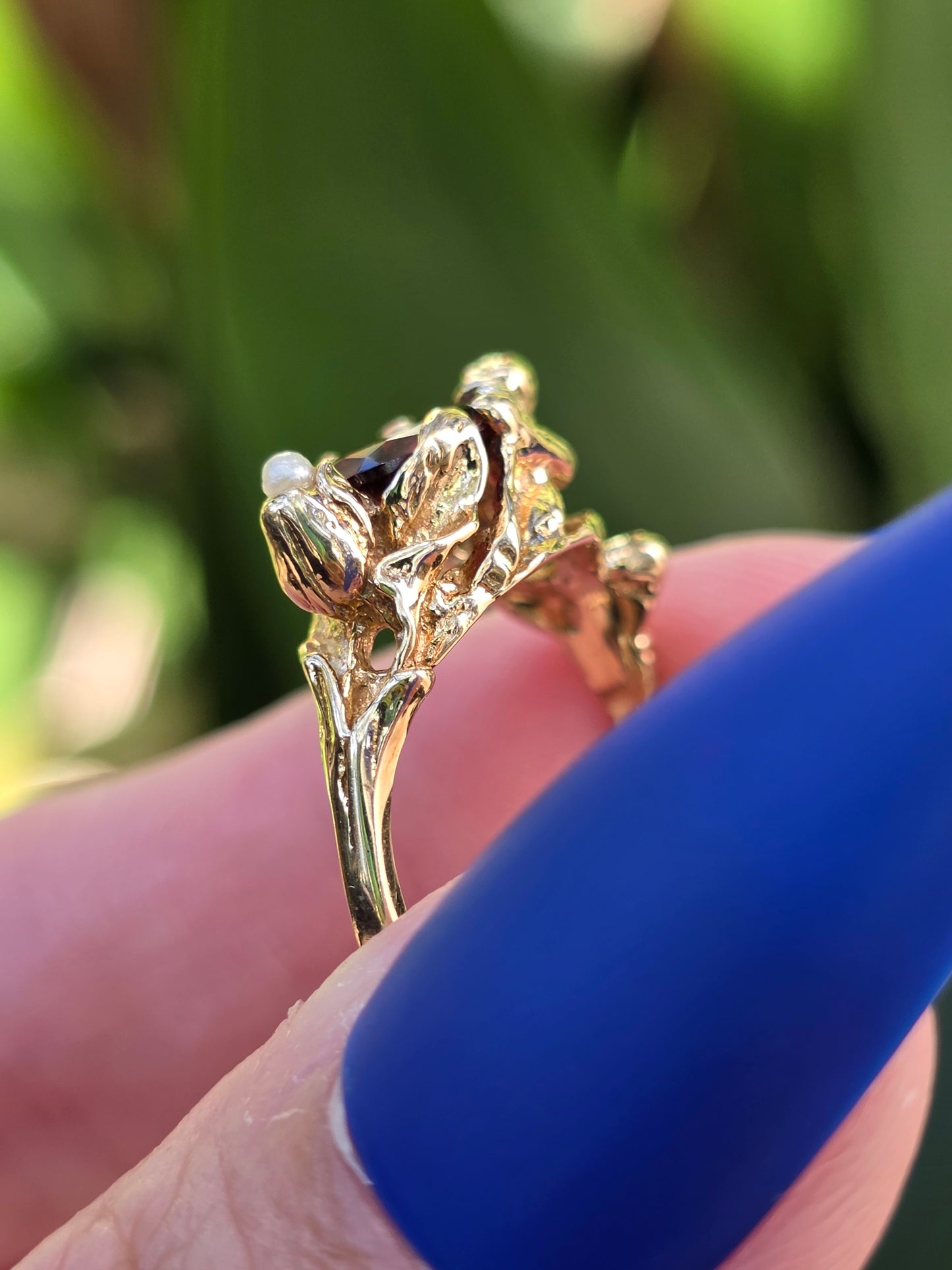 10k Garnet Gazing Pool Ring