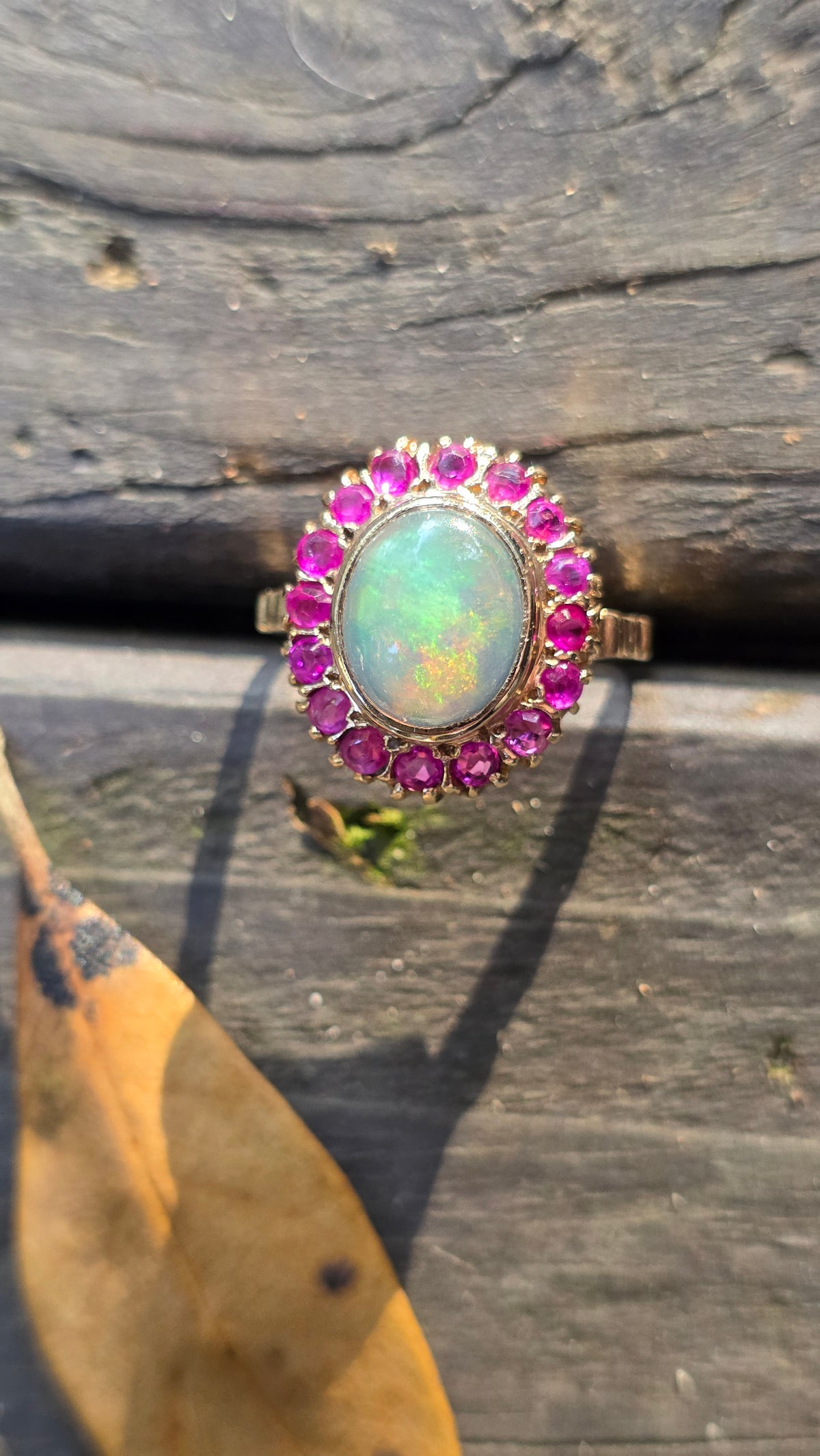 14k Opal and Ruby Ring