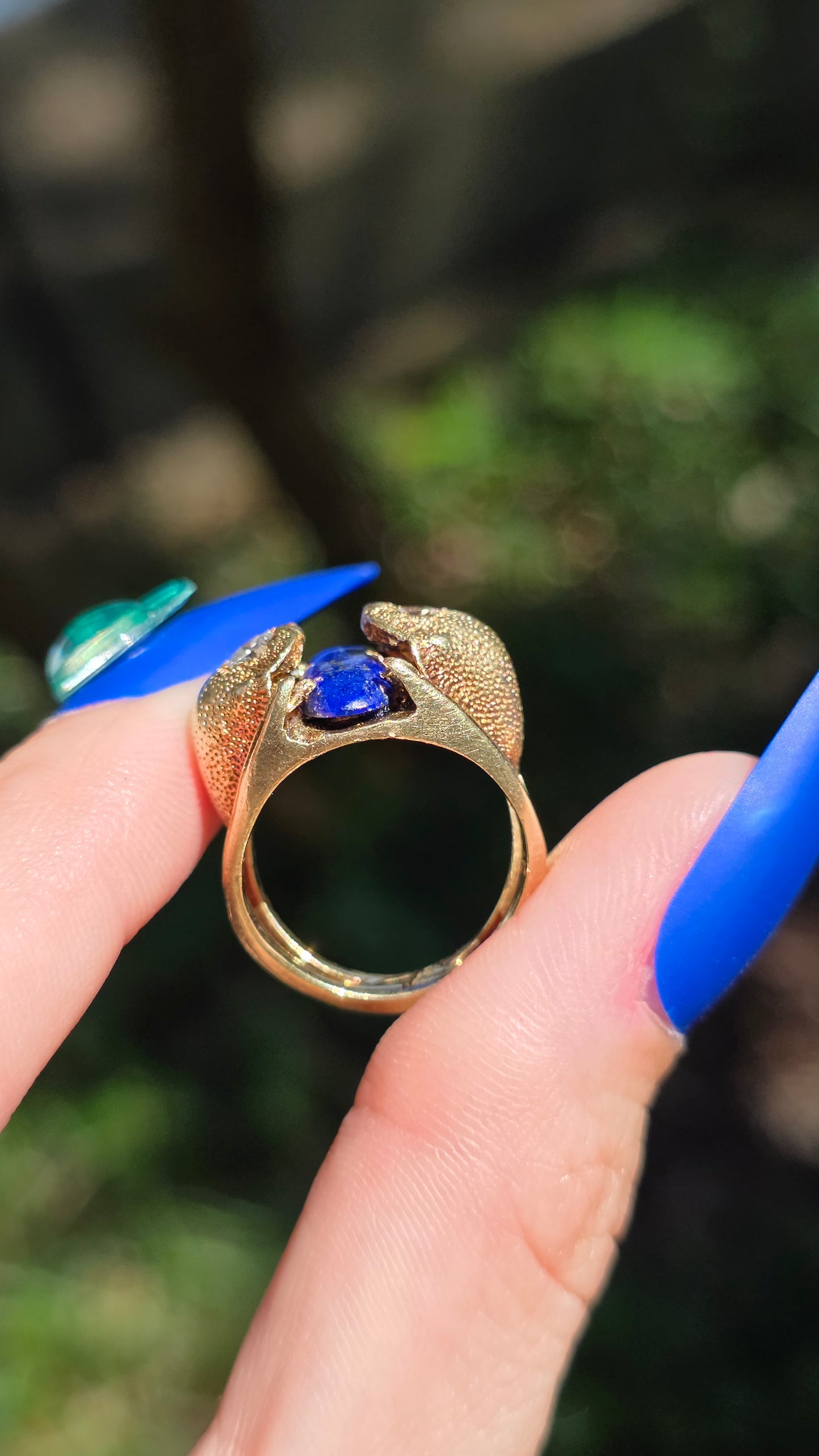 14k Lapis and Diamond Scarab Ring