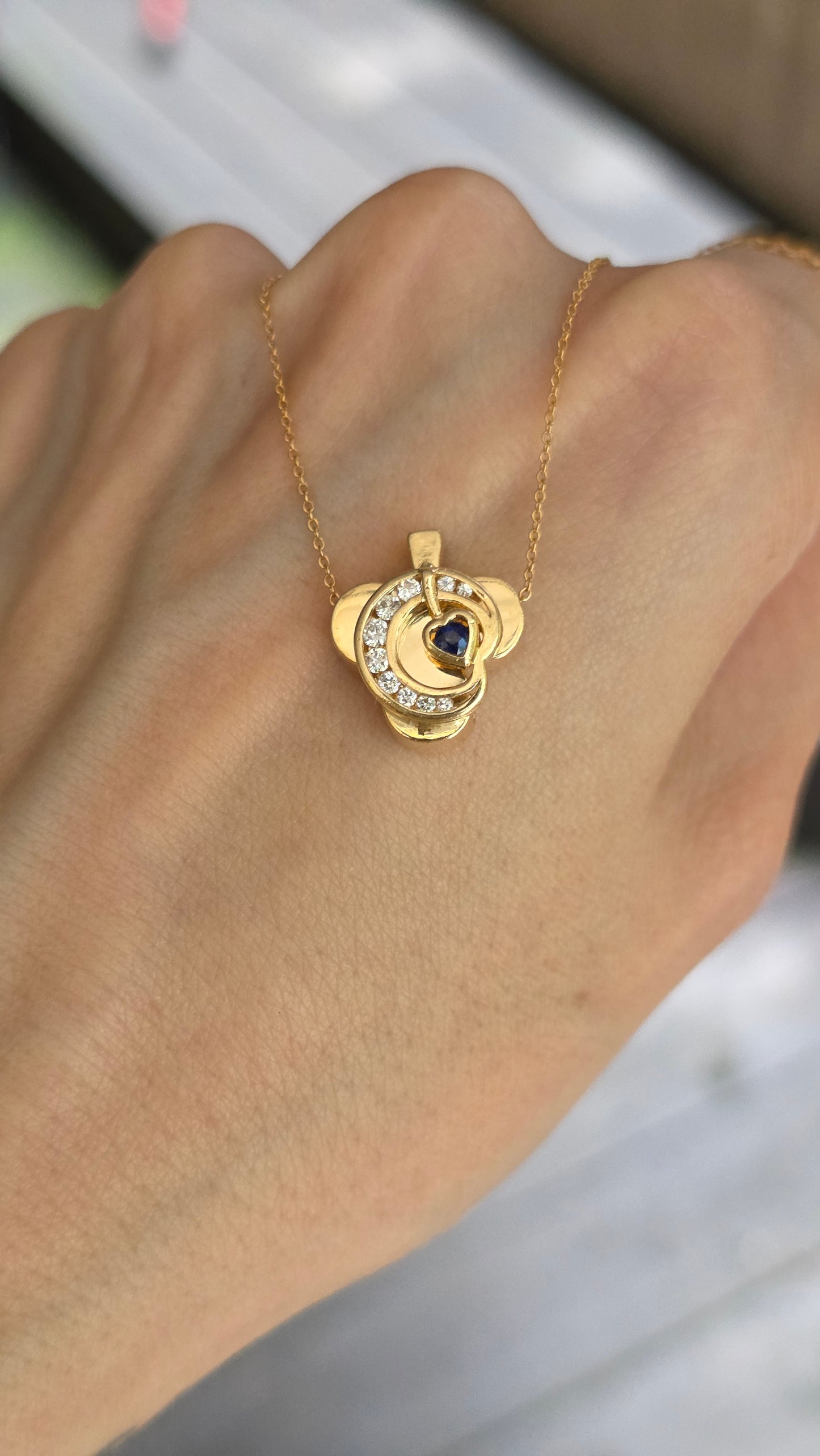 14k Club and Moon Pendant
