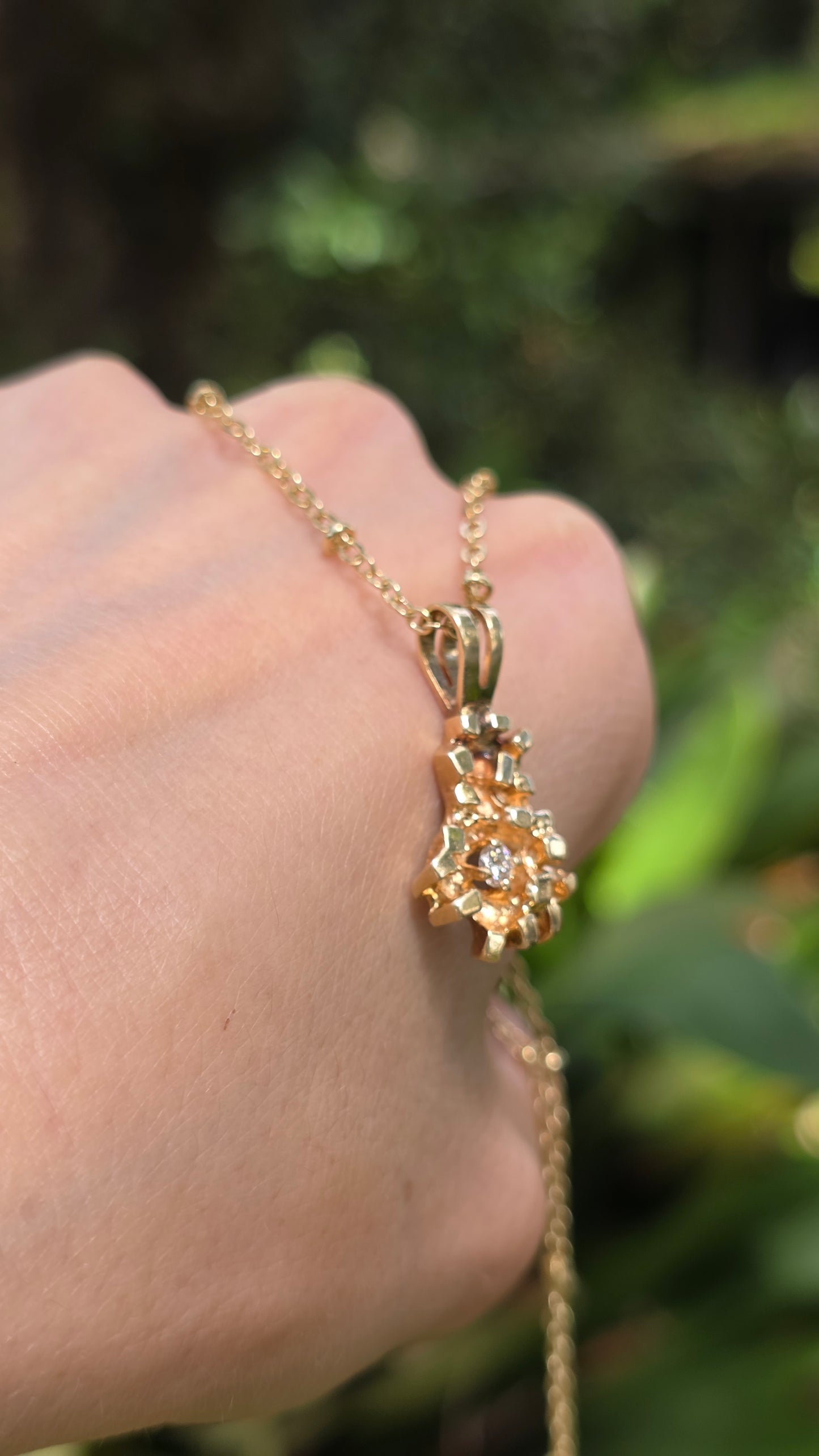 14k Diamond Nugget Pendant