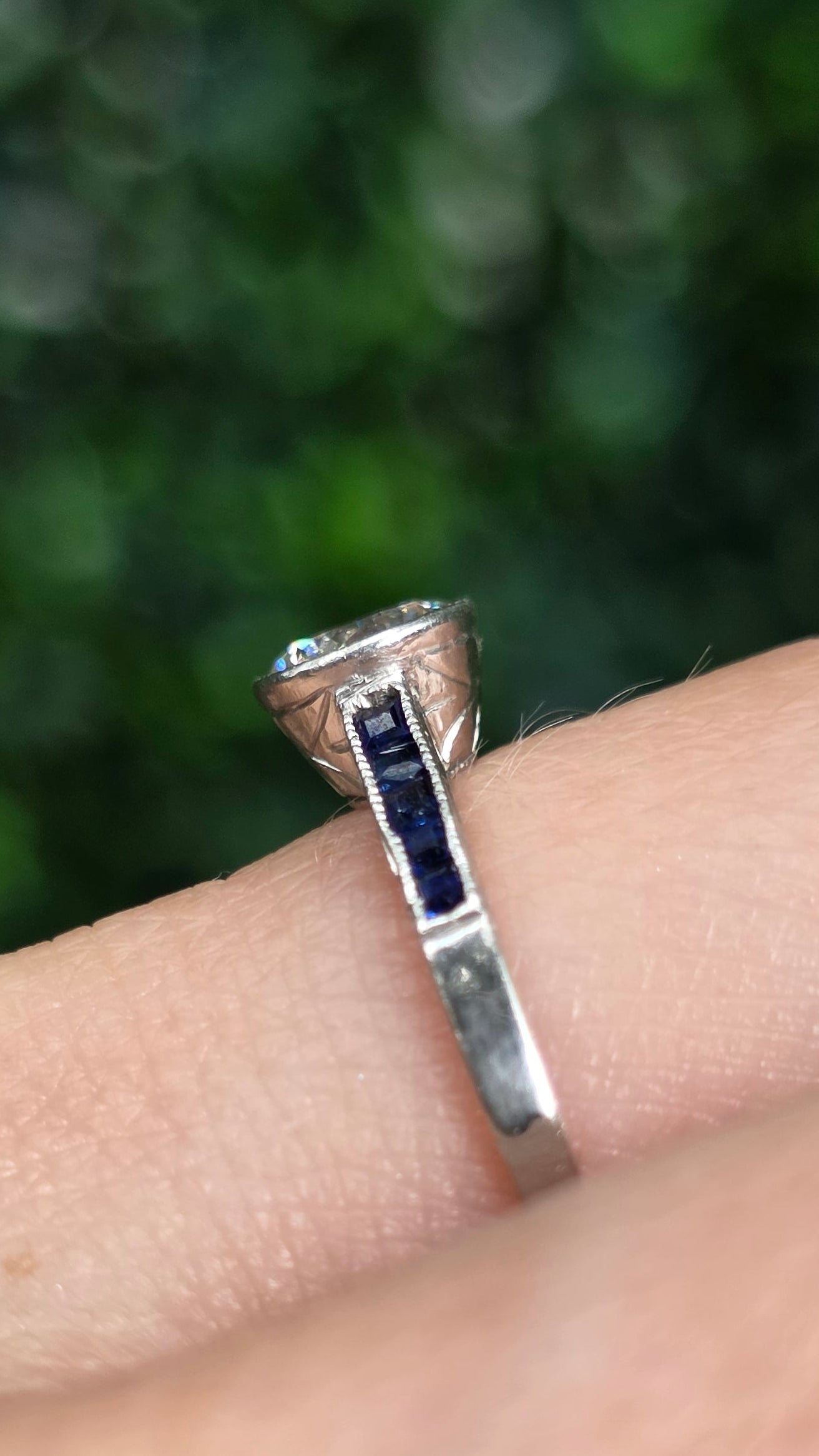 Platinum Transitional Cut Diamond Ring