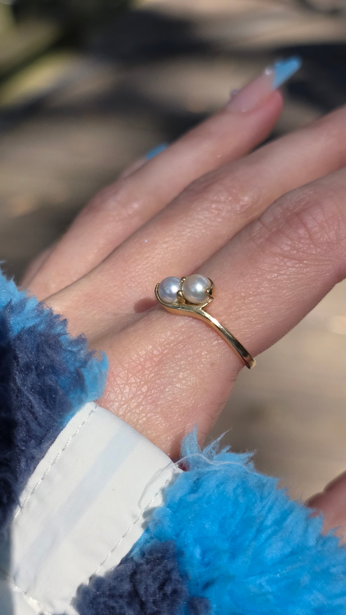 10k Toi et Moi Pearl Ring