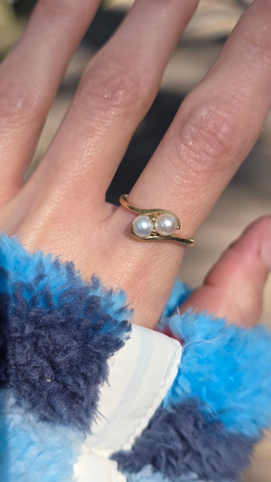 10k Toi et Moi Pearl Ring