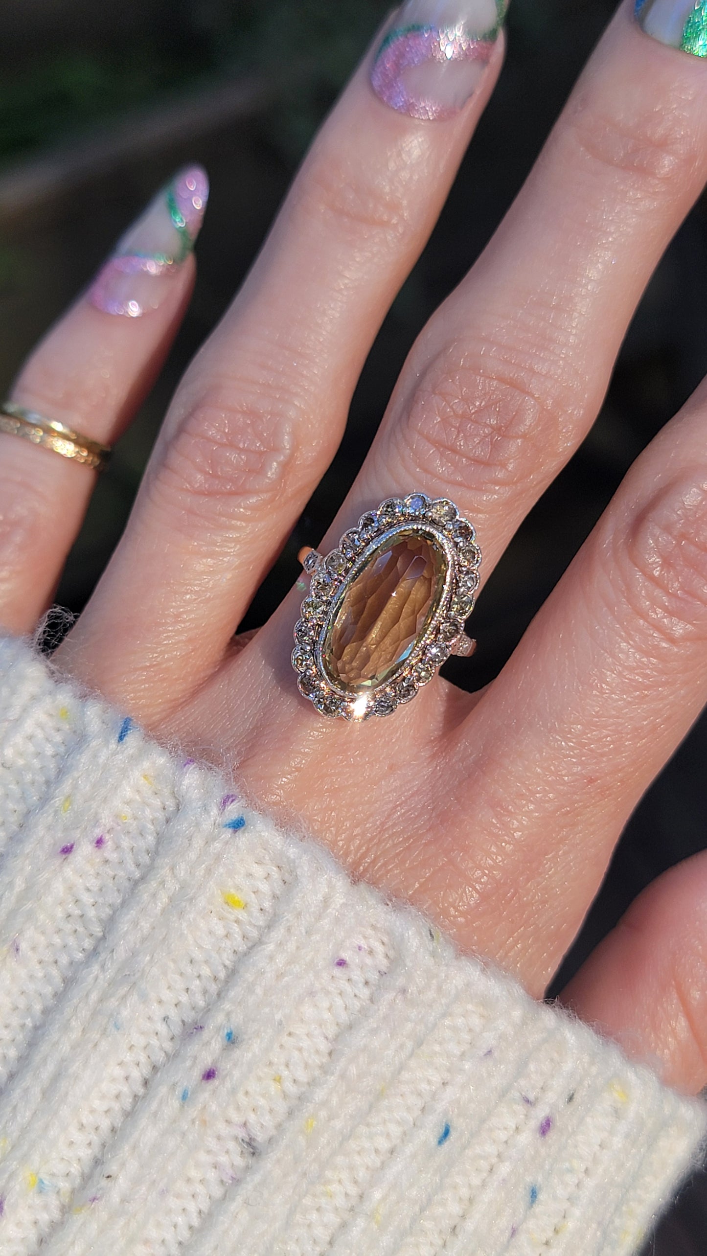 Antique 18k and Silver Citrine Ring