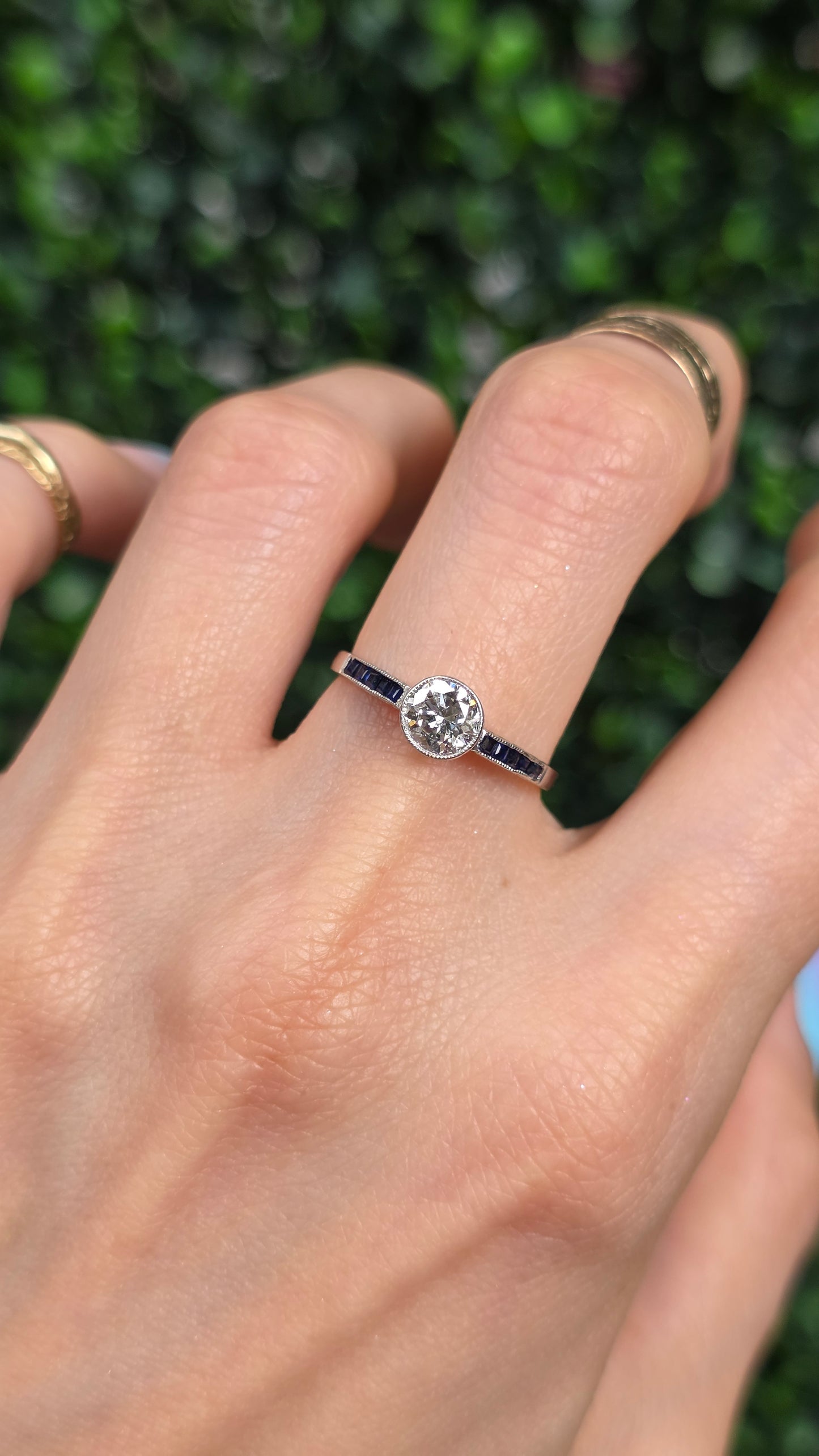Platinum Transitional Cut Diamond Ring