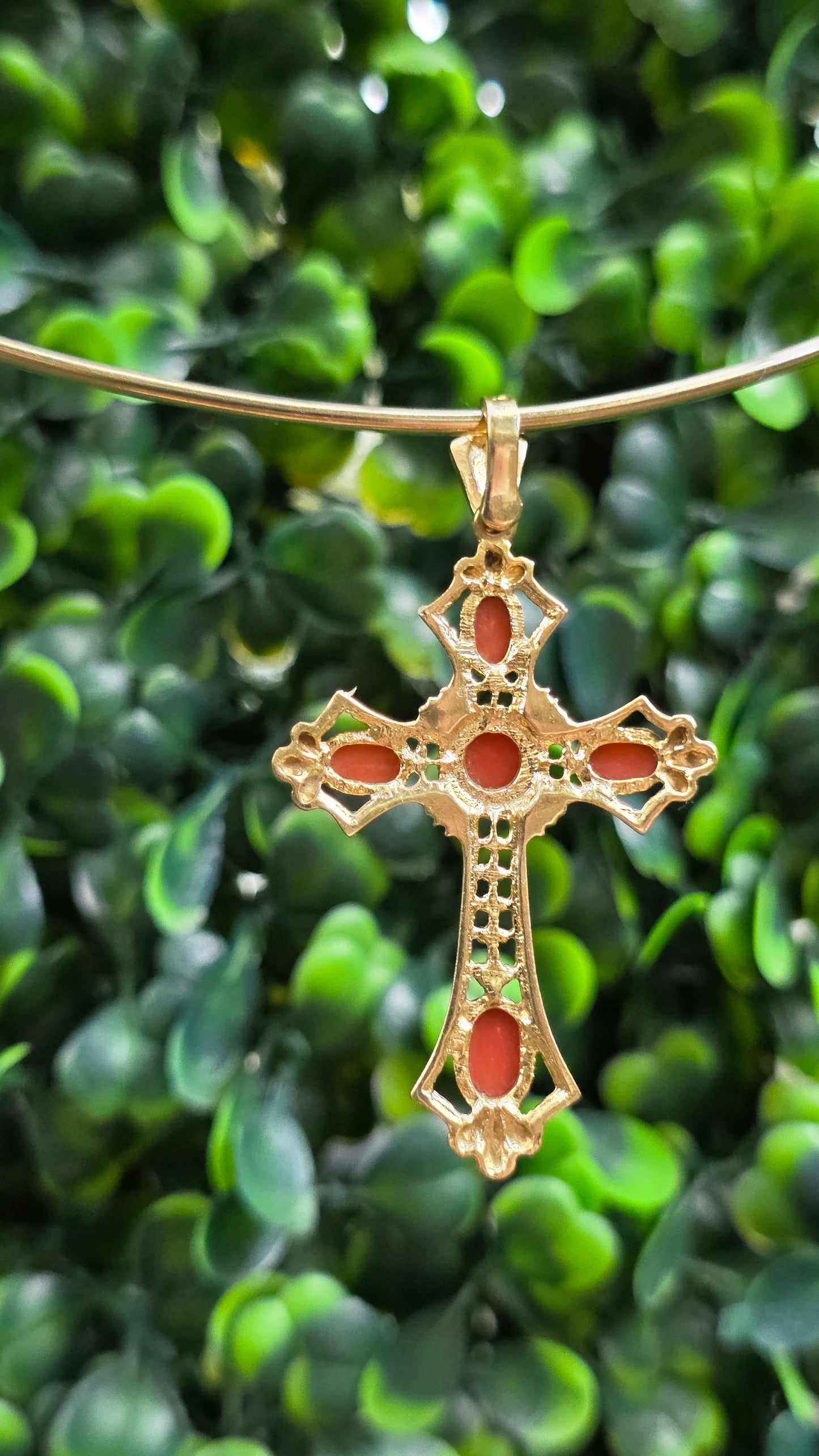14k Coral Cross