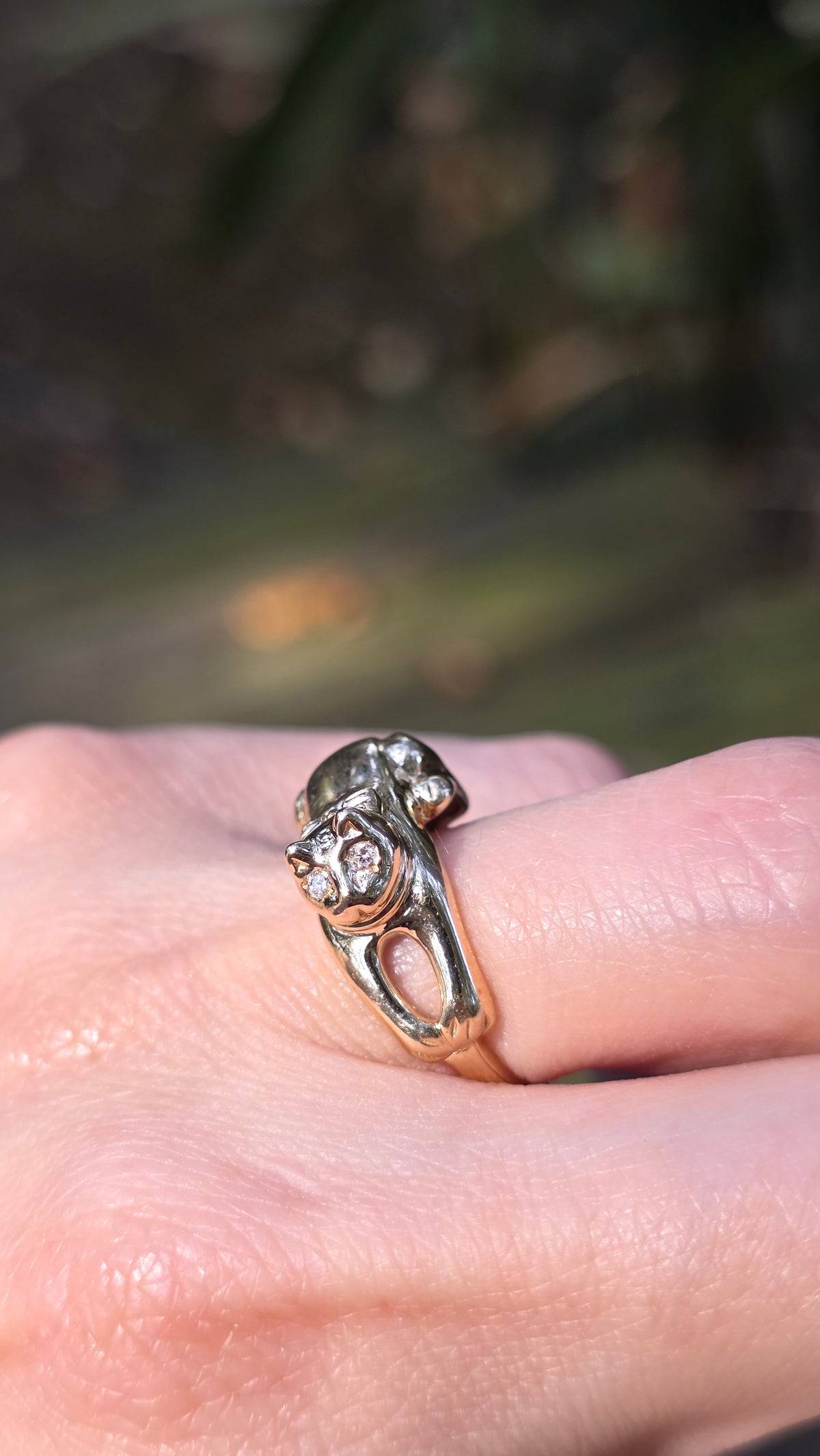 14k Cat with Bow Ring