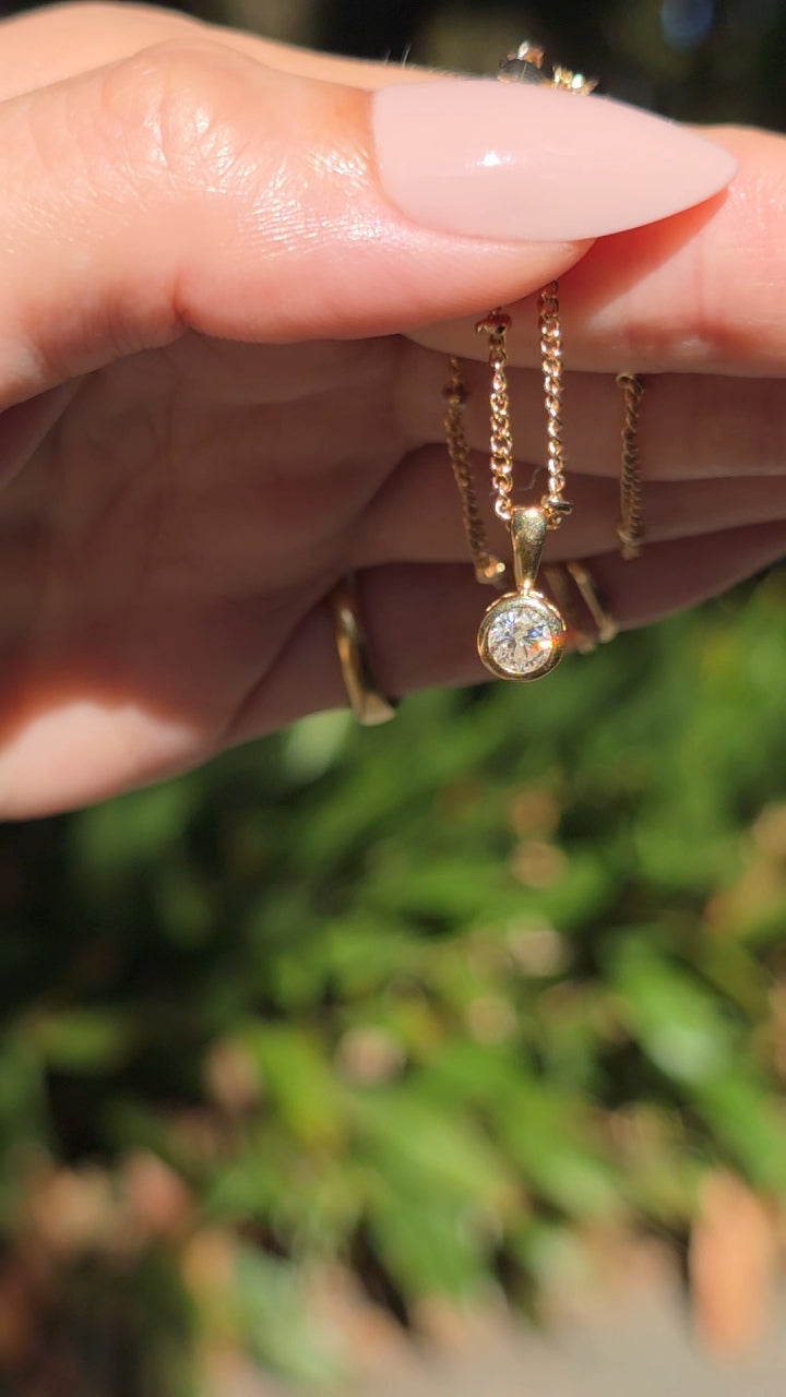 14k Bezel Set Diamond Pendant