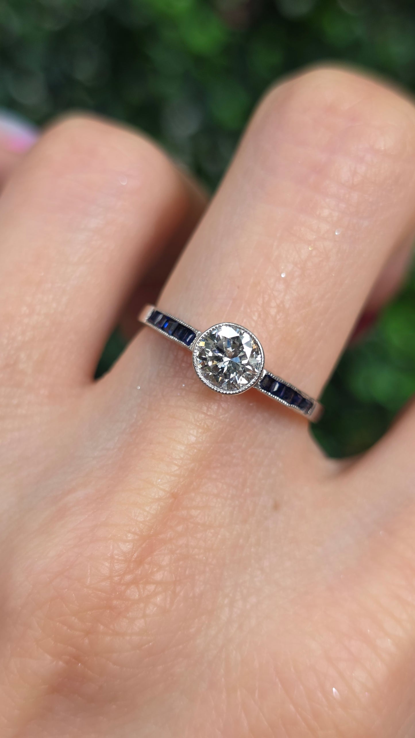 Platinum Transitional Cut Diamond Ring
