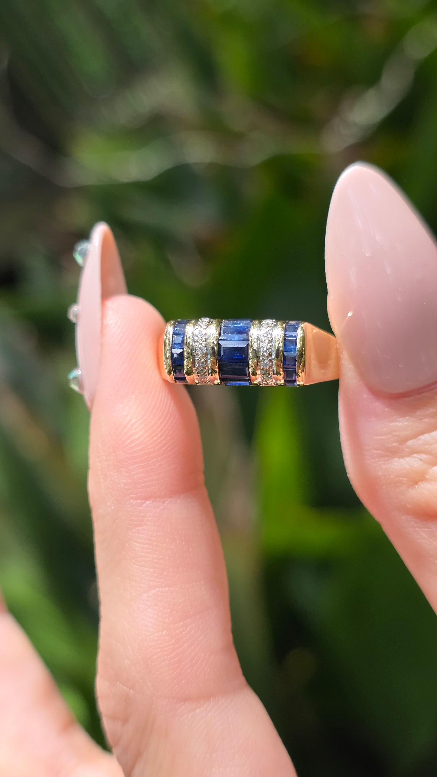 14k Sapphire Barrel Ring