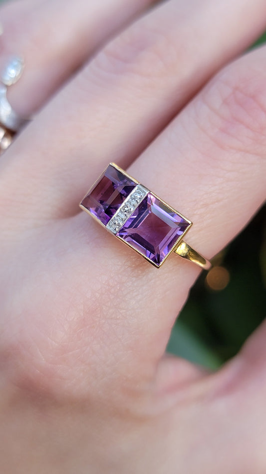 14k Toi et Moi Amethyst Ring